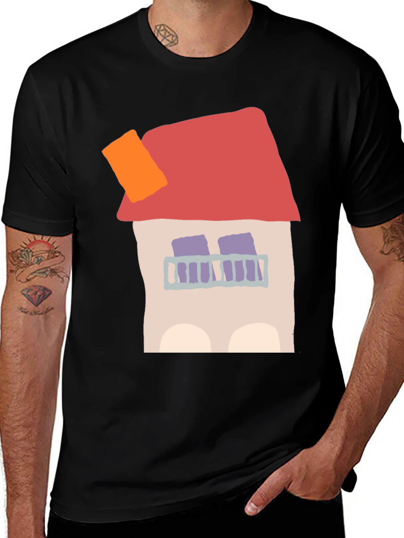 Variant 17 of Whimsical House Graphic Tee - Unique Design