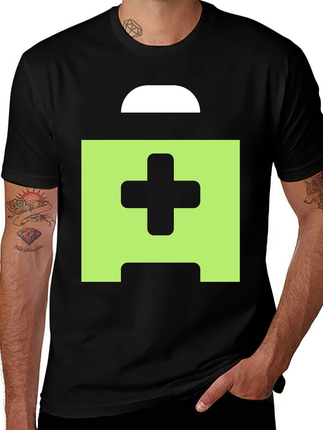 Variant 14 of Pixelated Cross Graphic Black Tee Shirt