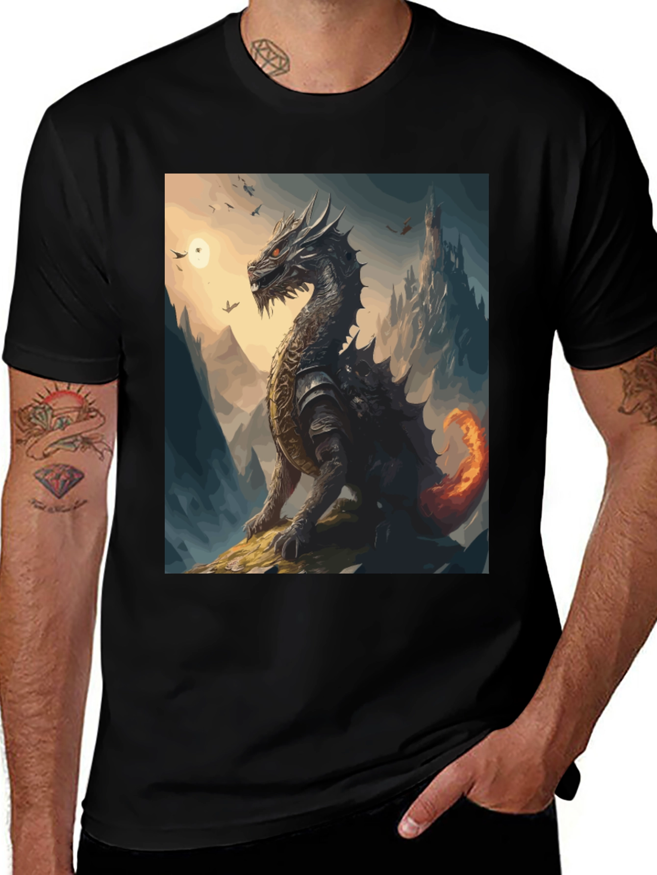 Variant 19 of Dragon Graphic Tee - Fantasy Art Shirt