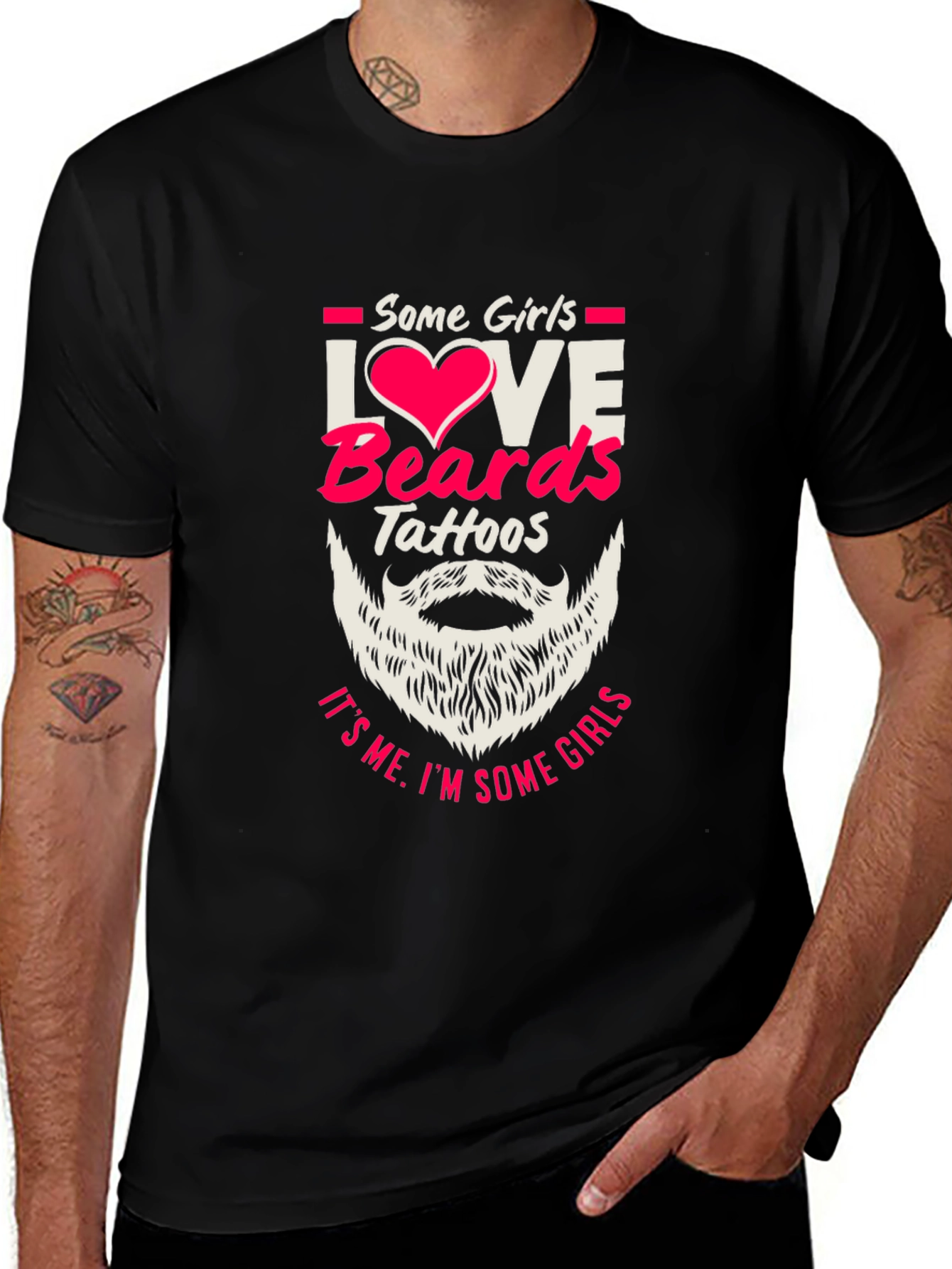 Variant 24 of Love Beards Tattoos Funny Graphic Tee