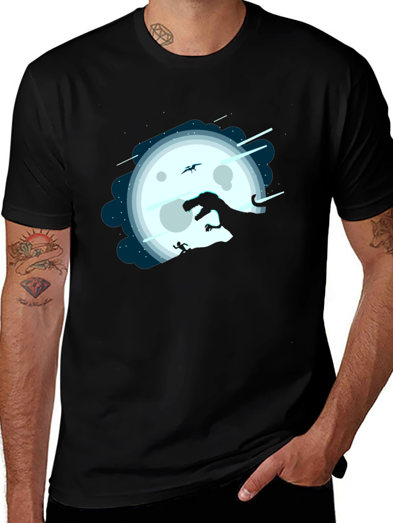 Variant 12 of Dino Moon T-Shirt - Chase Under the Night Sky
