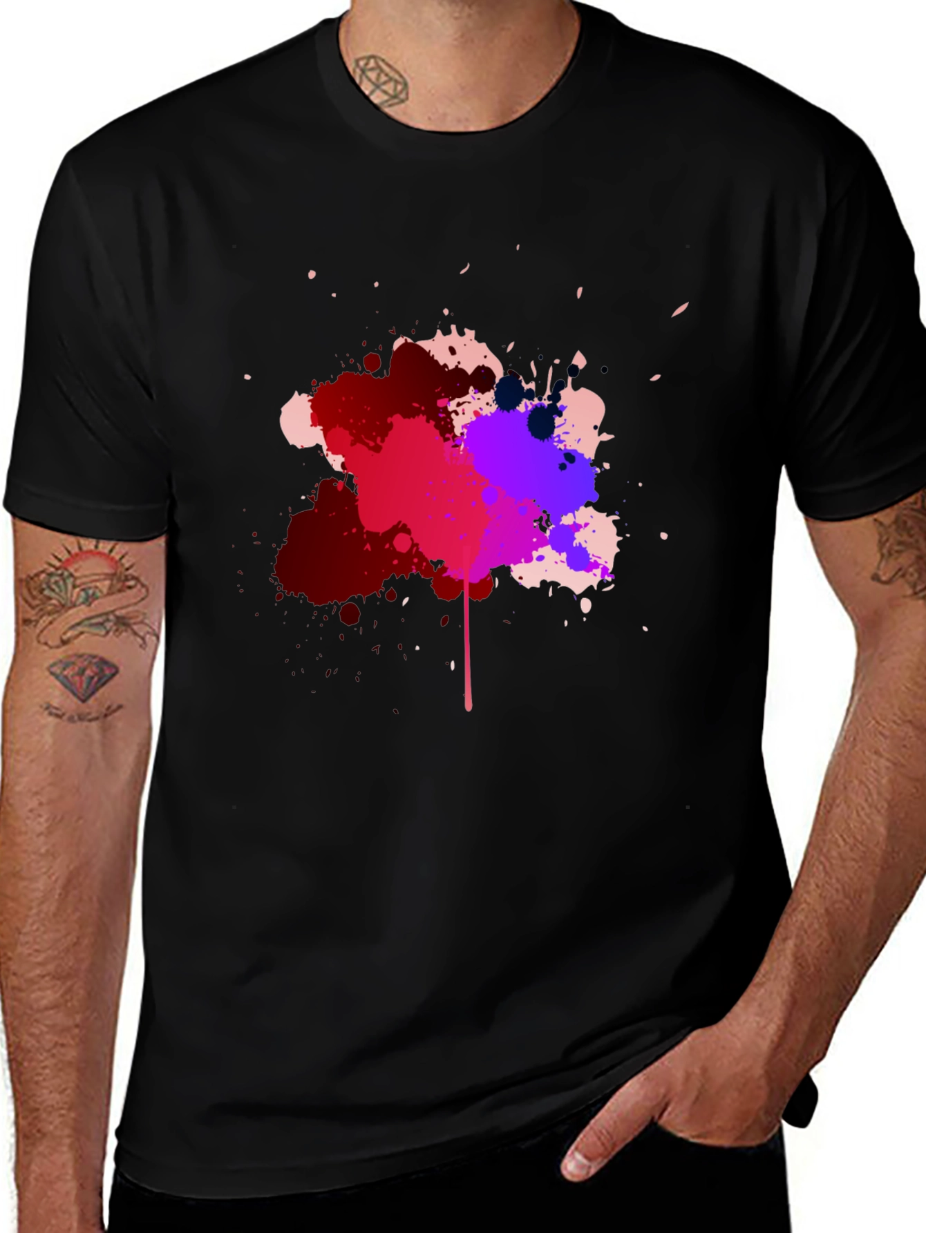 Variant 28 of Abstract Splatter Print Black T-Shirt