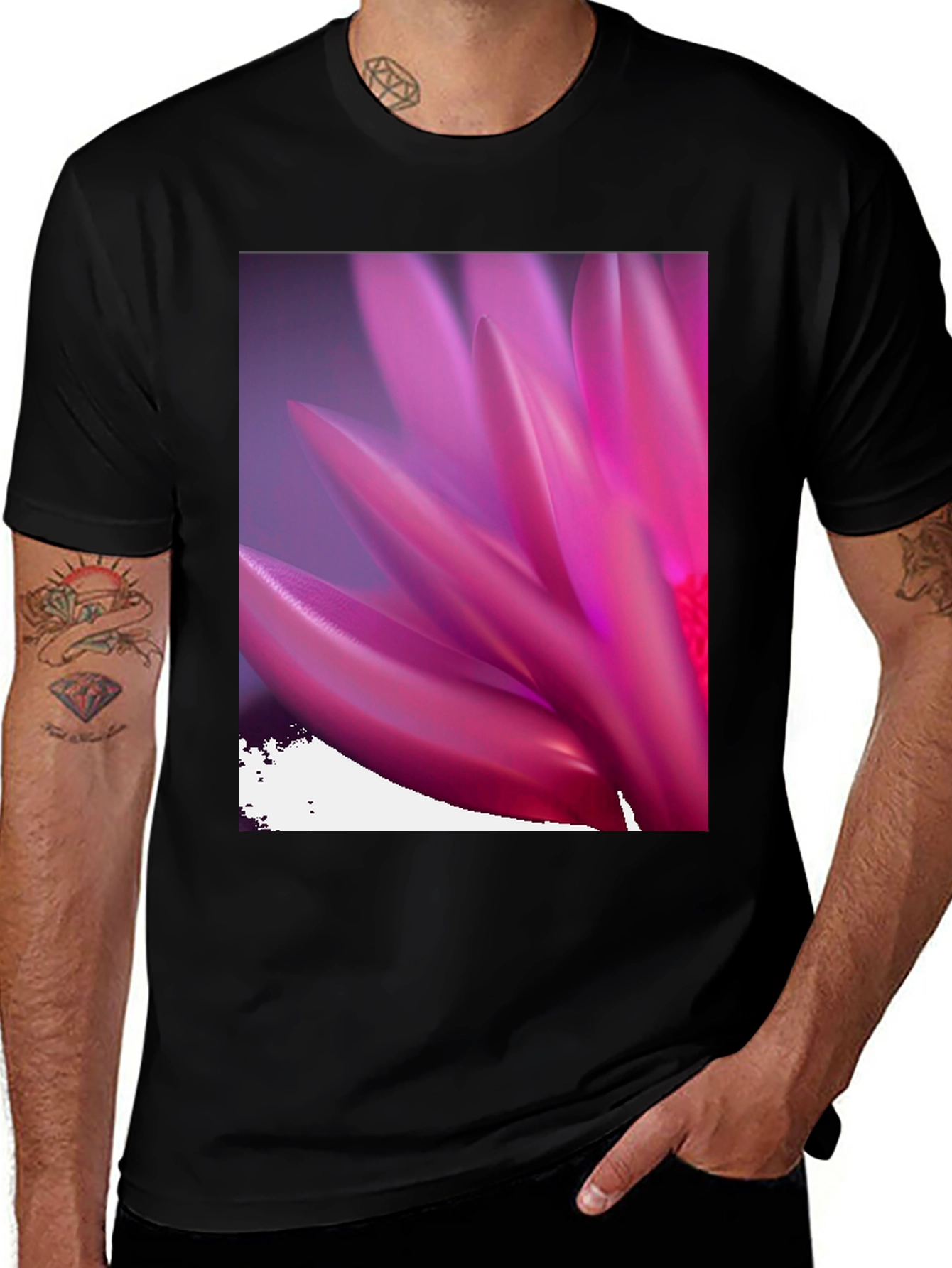 Variant 9 of Floral Print Black T-Shirt