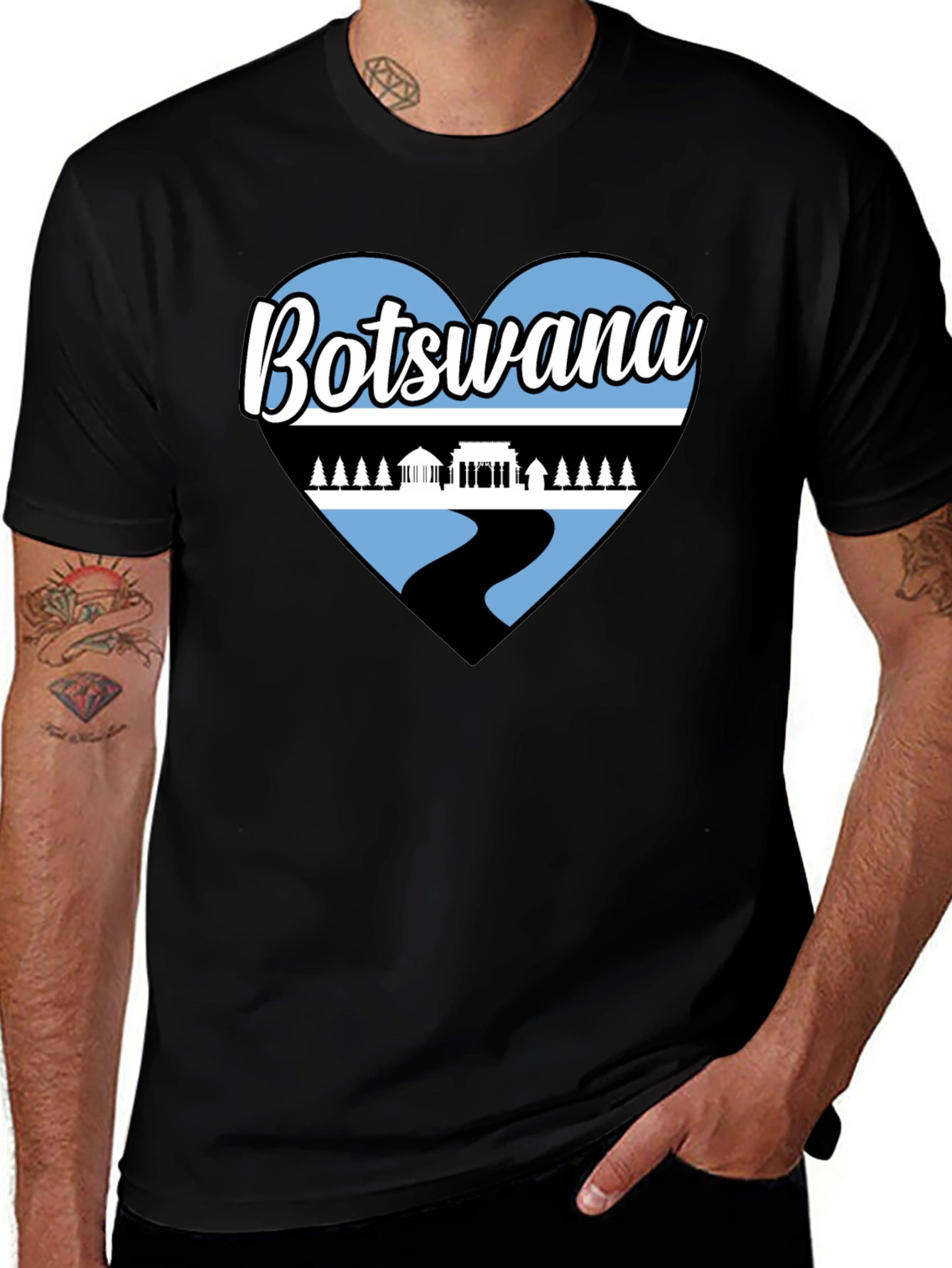 Botswana Heart T-Shirt - Black
