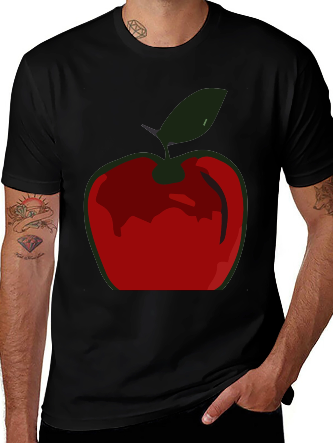Variant 5 of Apple Graphic Black T-Shirt Casual Wear