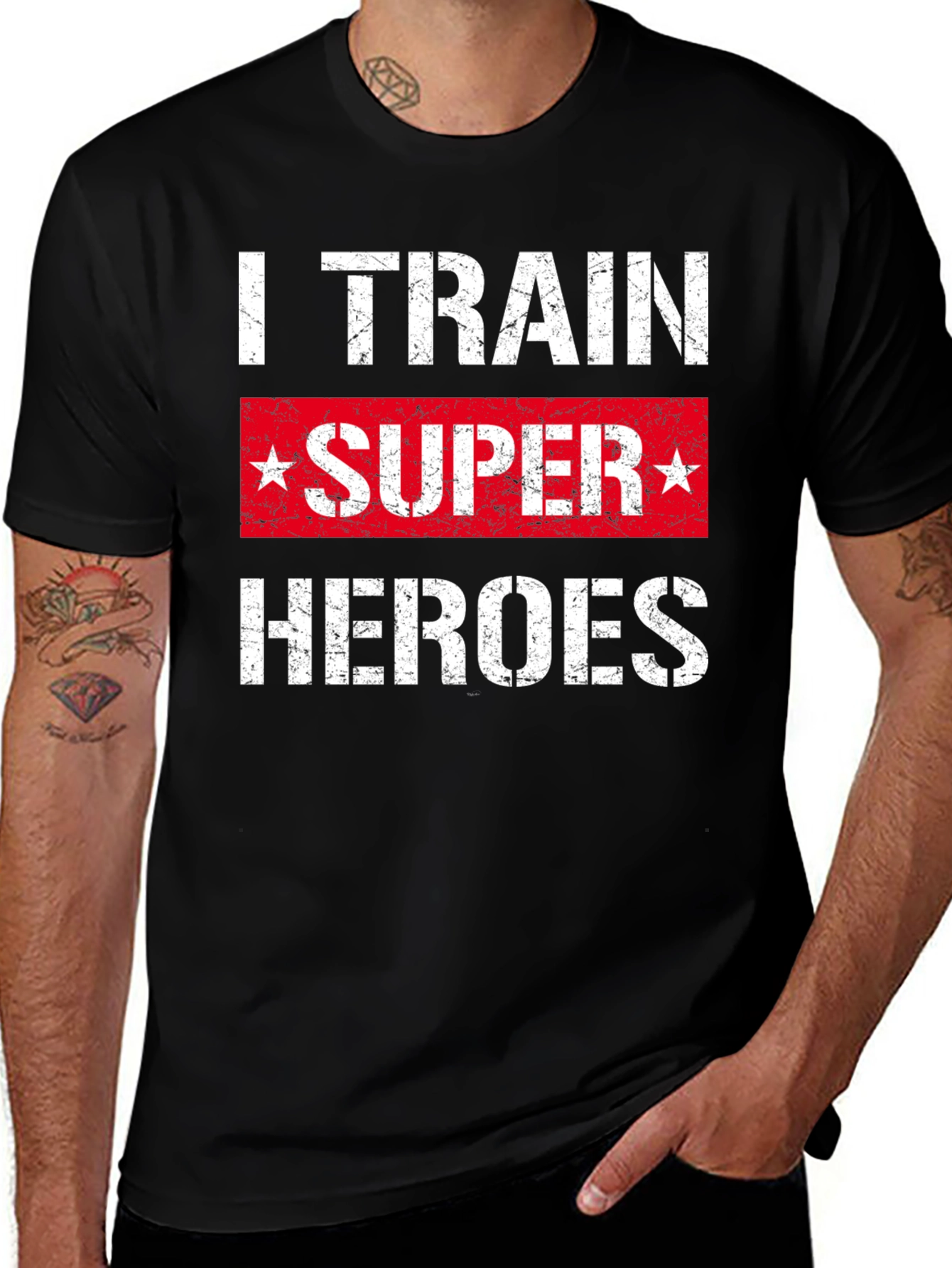 Variant 27 of I Train Super Heroes T-Shirt - Black