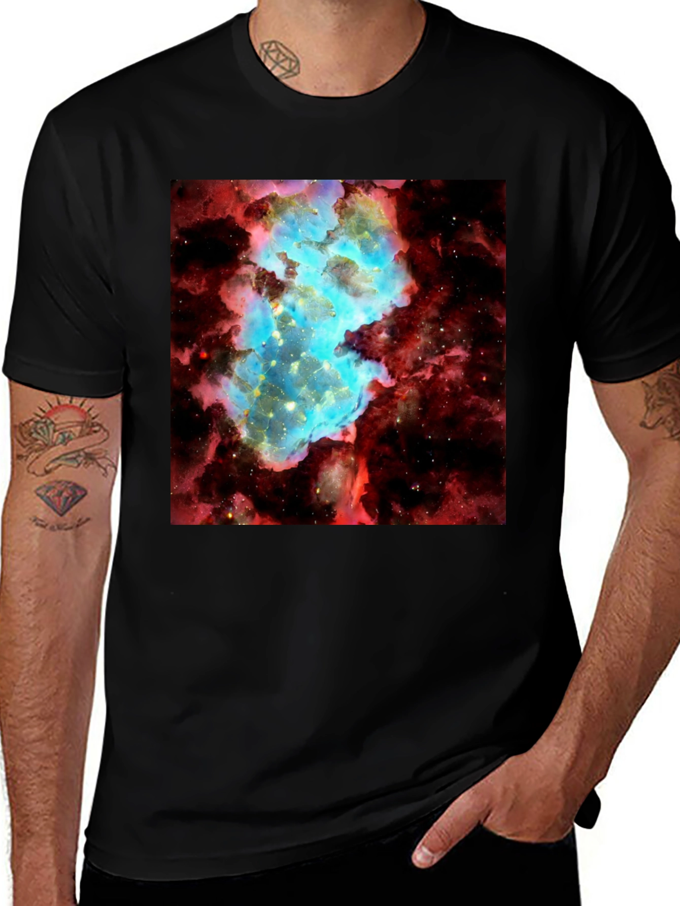 Variant 20 of Nebula Graphic Tee - Galaxy Universe Print Black T-Shirt
