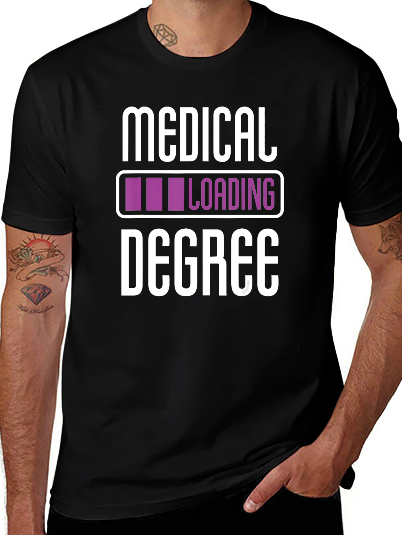 Variant 6 of Medical Degree Loading T-Shirt - Black Novelty Tee