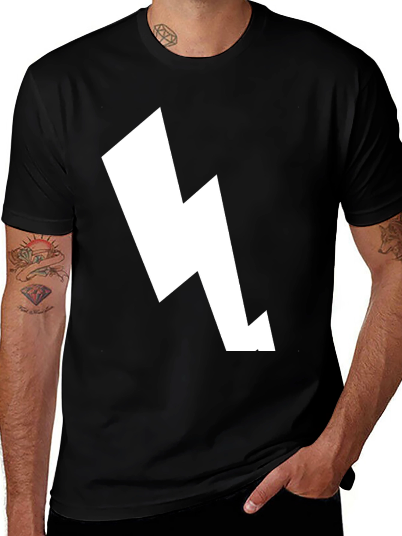 Variant 25 of Bold Lightning Bolt Graphic Tee - Black