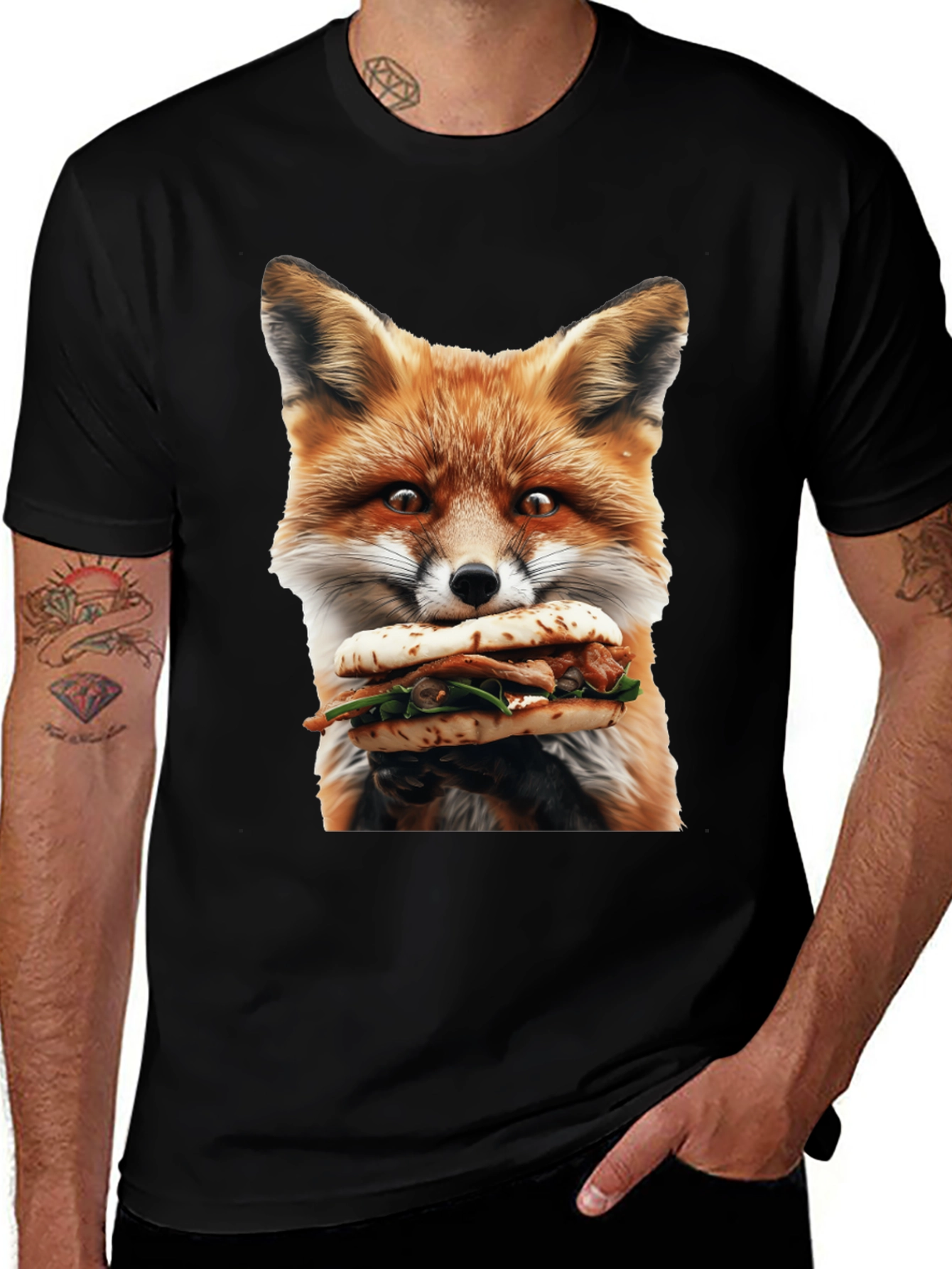 Variant 18 of Fox Eating Sandwich Graphic T-Shirt