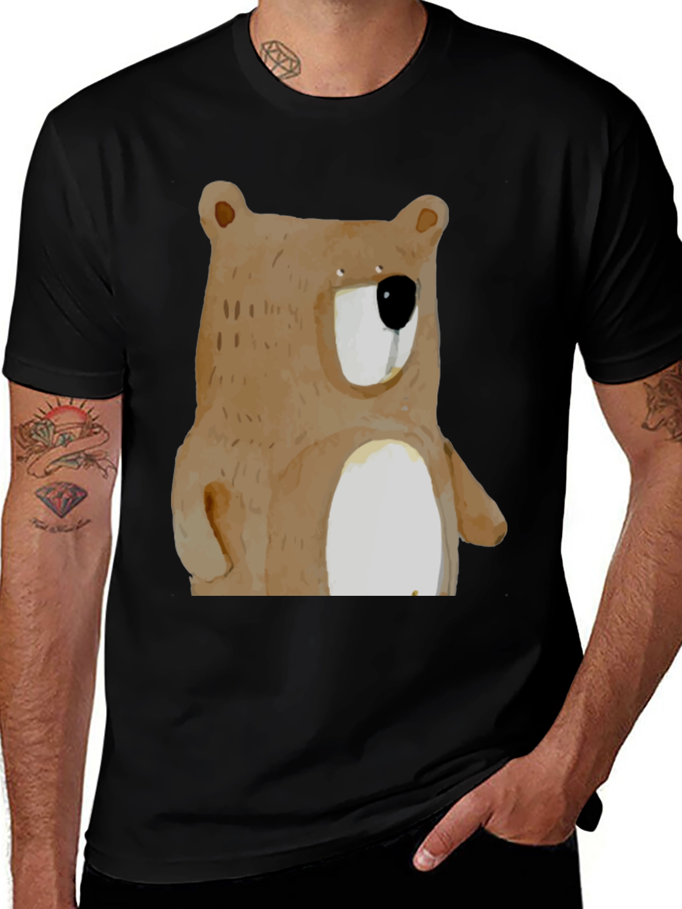 Bear Graphic Print Crew Neck T-Shirt