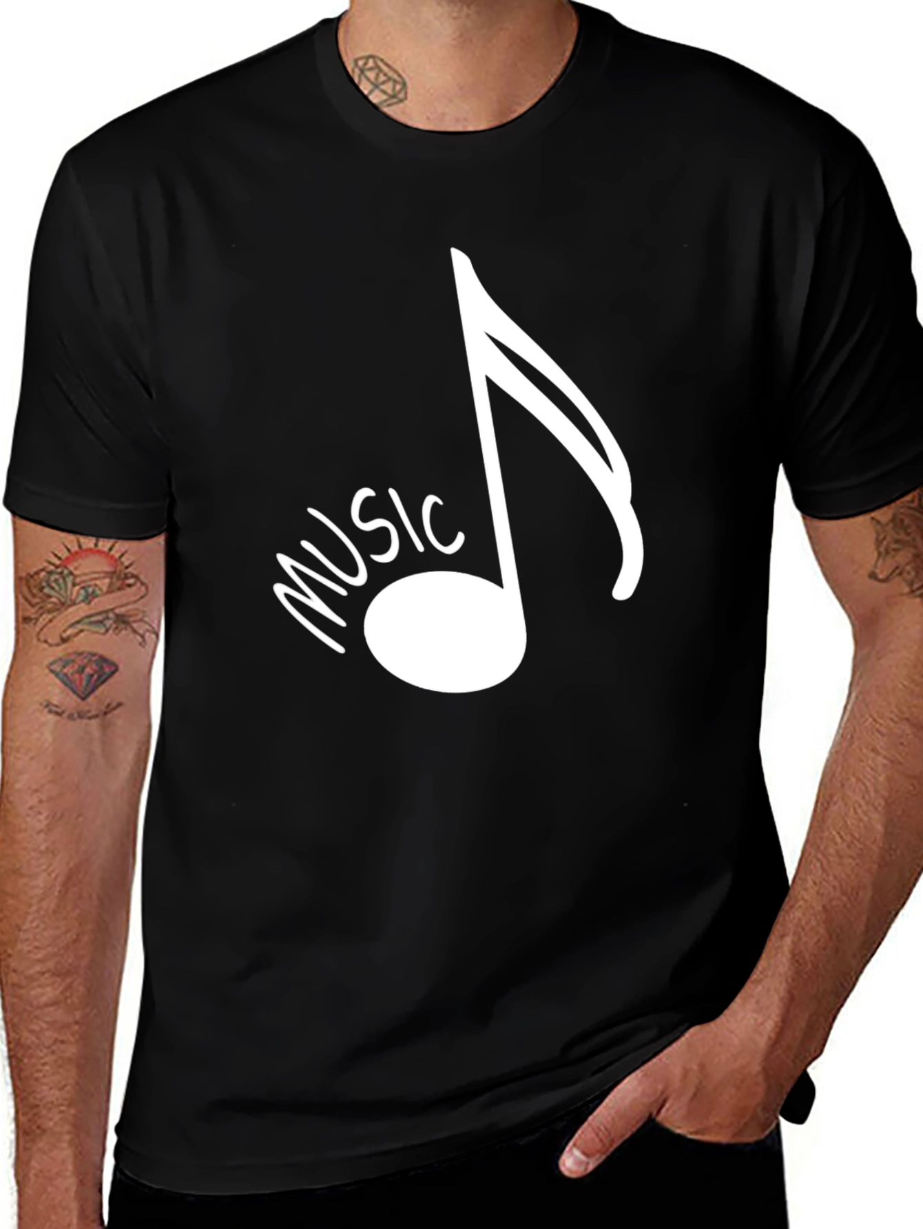 Variant 22 of Music Note Graphic Tee - Black Casual Shirt