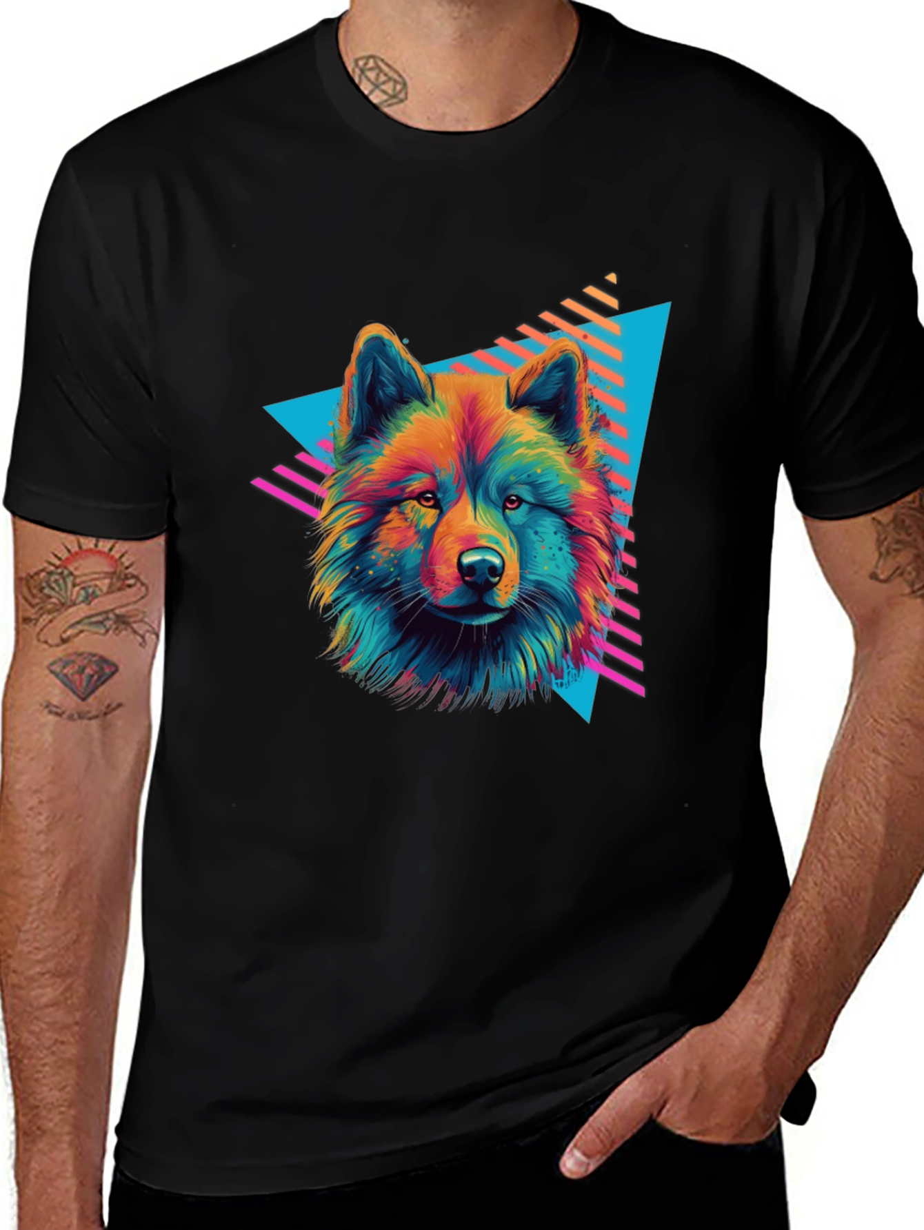 Variant 12 of Neon Wolf Graphic Tee - Retro Style