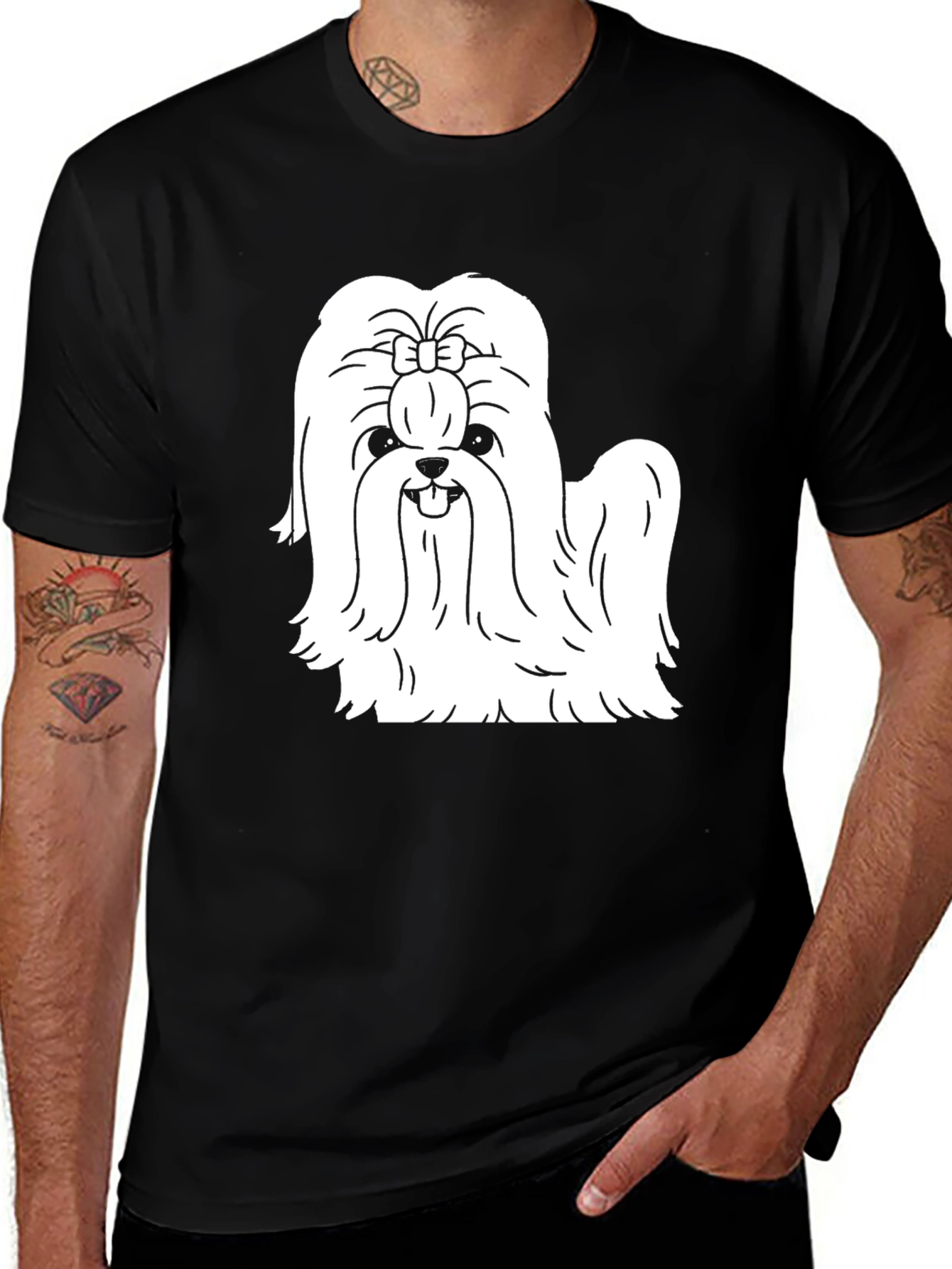 Variant 2 of Cute Dog Graphic Tee - Black Cotton Blend T-Shirt