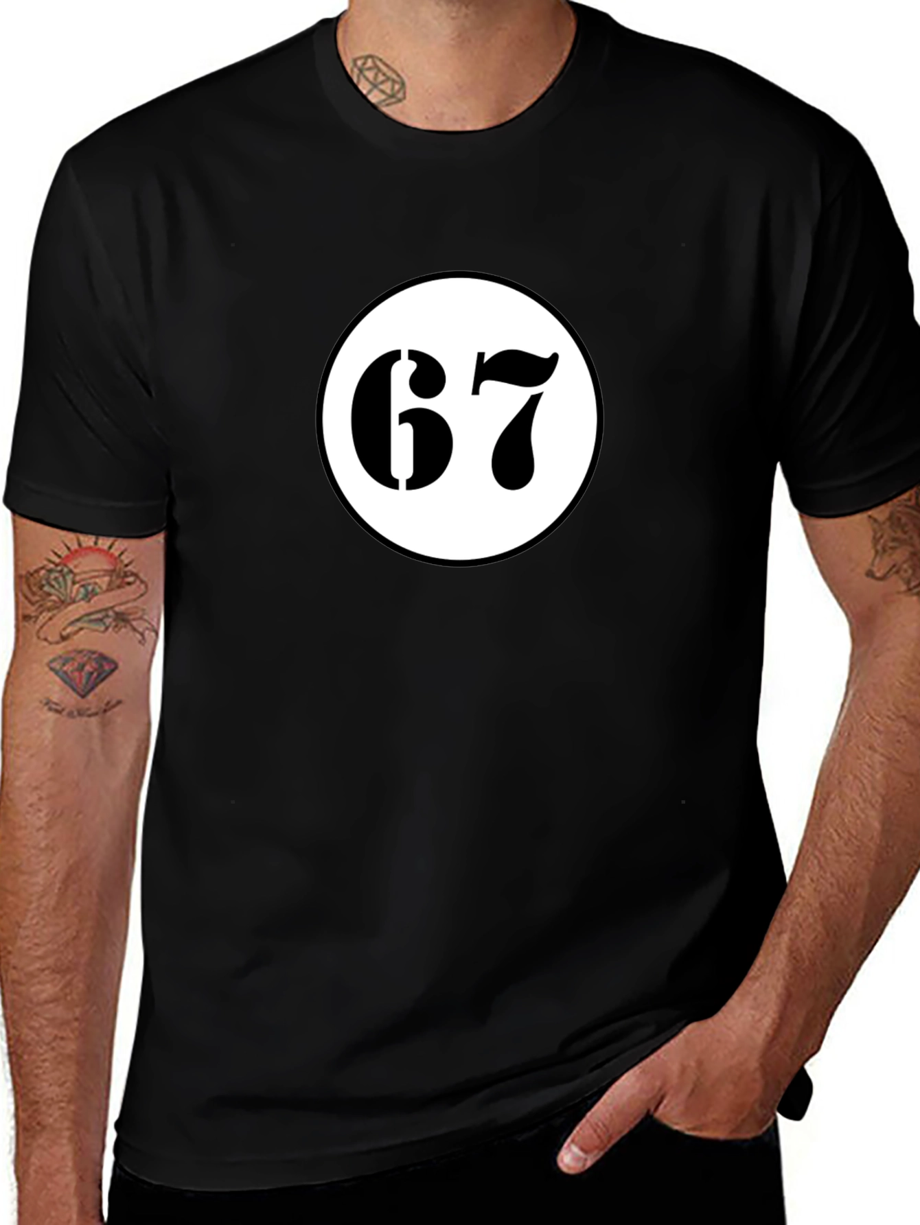 Variant 30 of Retro '67' Graphic Tee - Black Cotton Blend