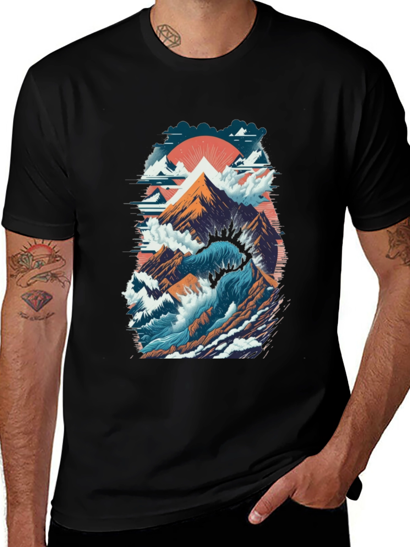 Variant 11 of Mountain Wave Graphic Tee - Adventure Style