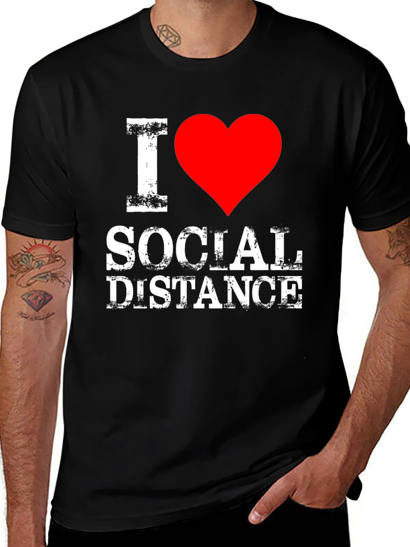 Variant 18 of I Heart Social Distance Black Graphic Tee