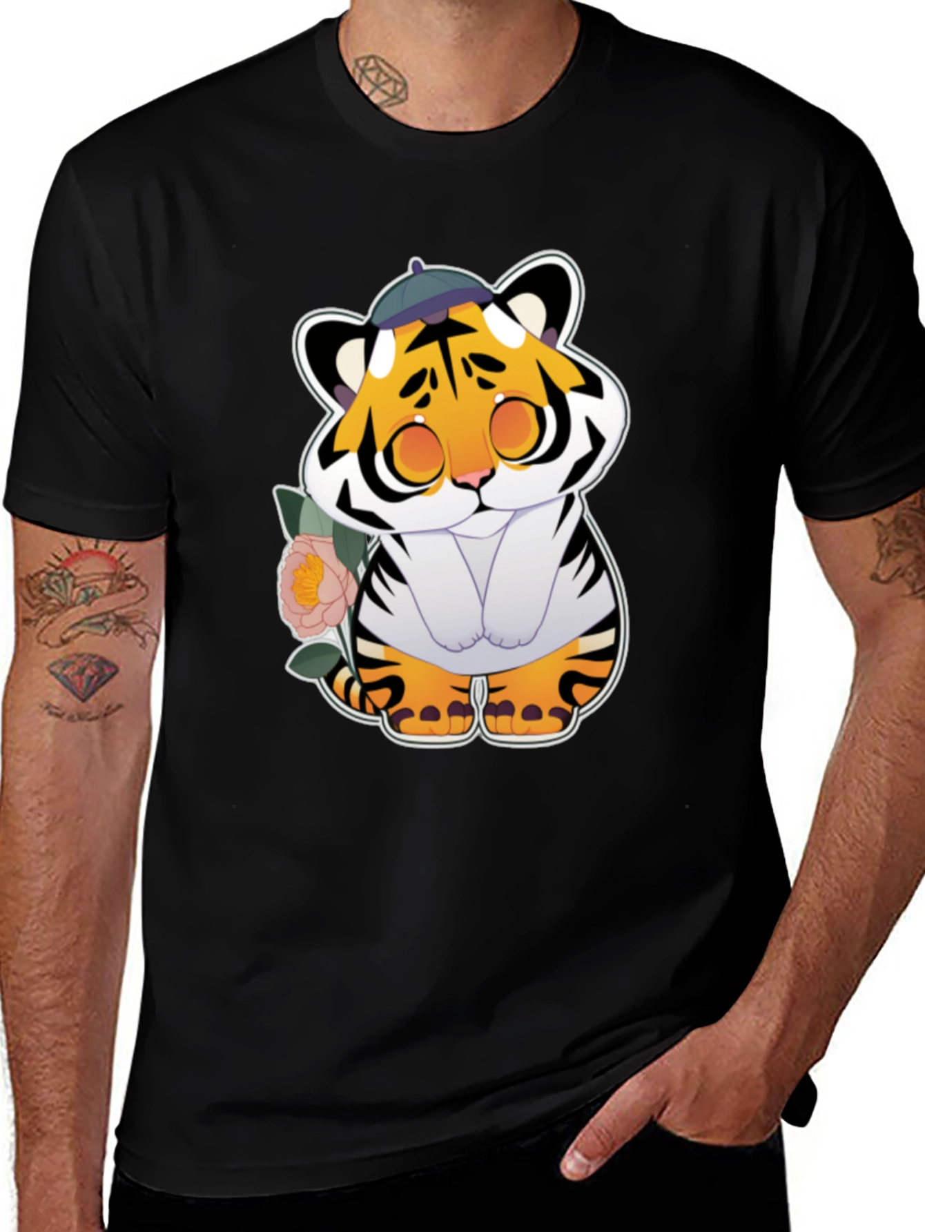 Variant 10 of Cute Tiger Graphic Tee - Unisex Black T-Shirt