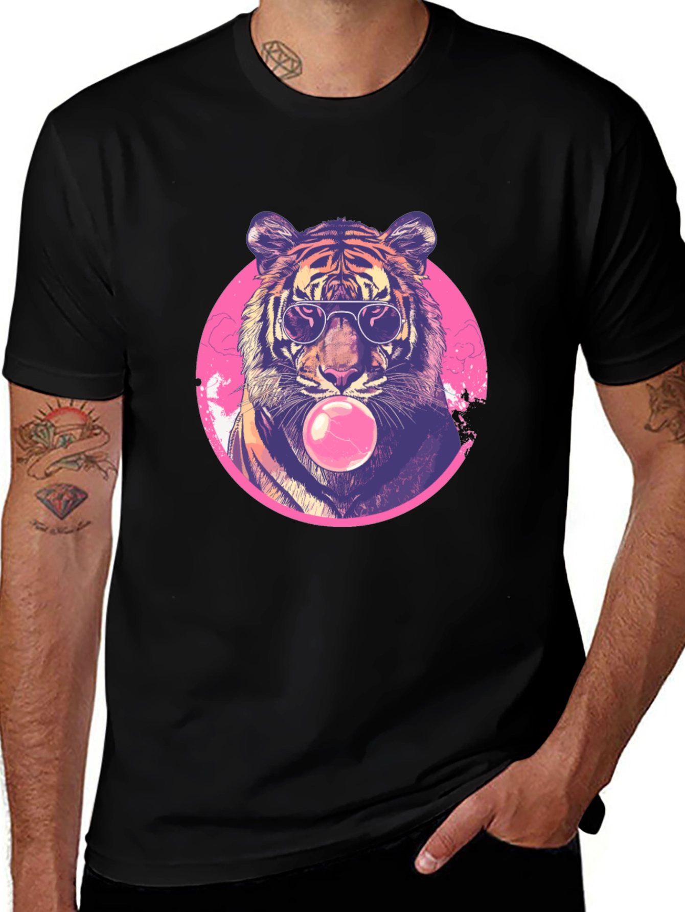 Variant 10 of Cool Tiger Bubblegum Graphic Tee - Black