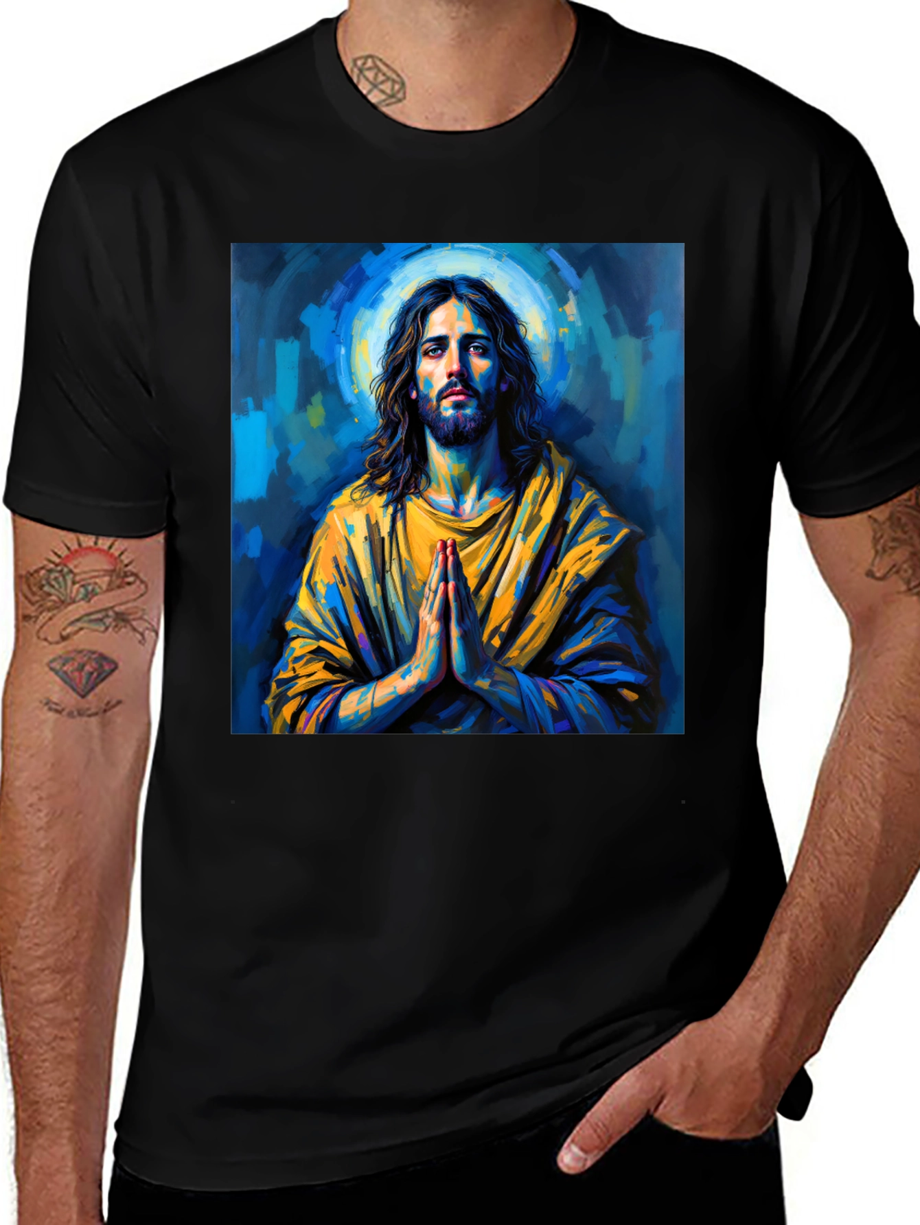 Jesus Praying T-Shirt: Religious Art Tee