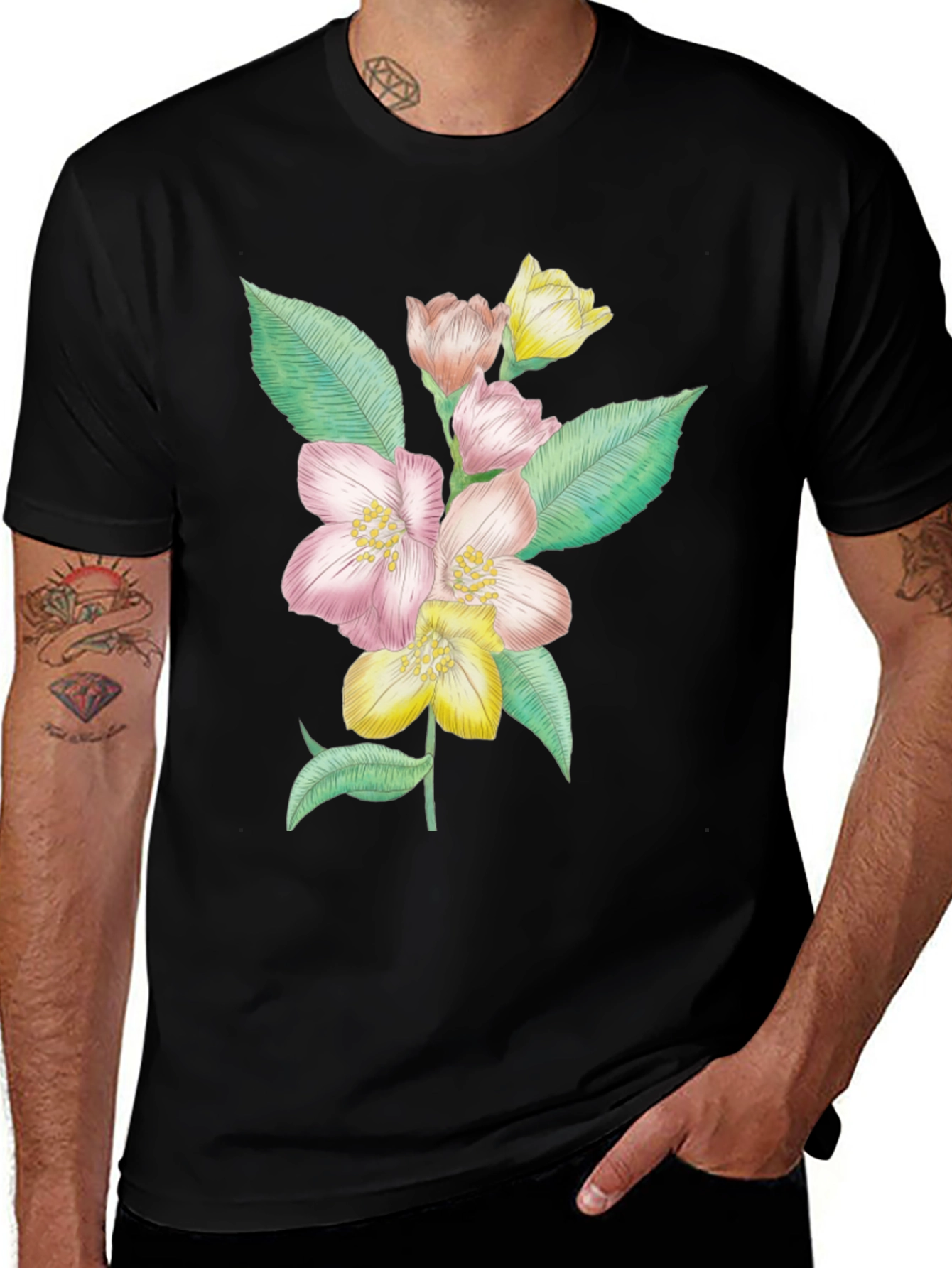 Variant 20 of Floral Print T-Shirt - Casual Style