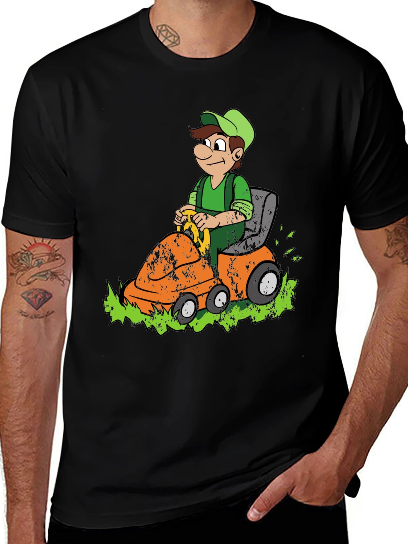 Variant 15 of Lawn Mowing Luigi Graphic Tee - Black Cotton Blend