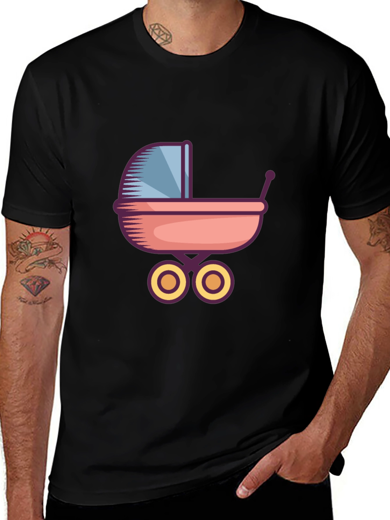 Variant 30 of Baby Stroller Graphic Tee - Unisex Black T-Shirt