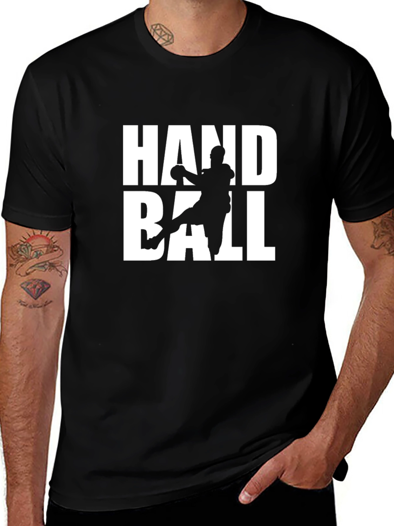 Handball Graphic Tee - Sport Player Black T-Shirt