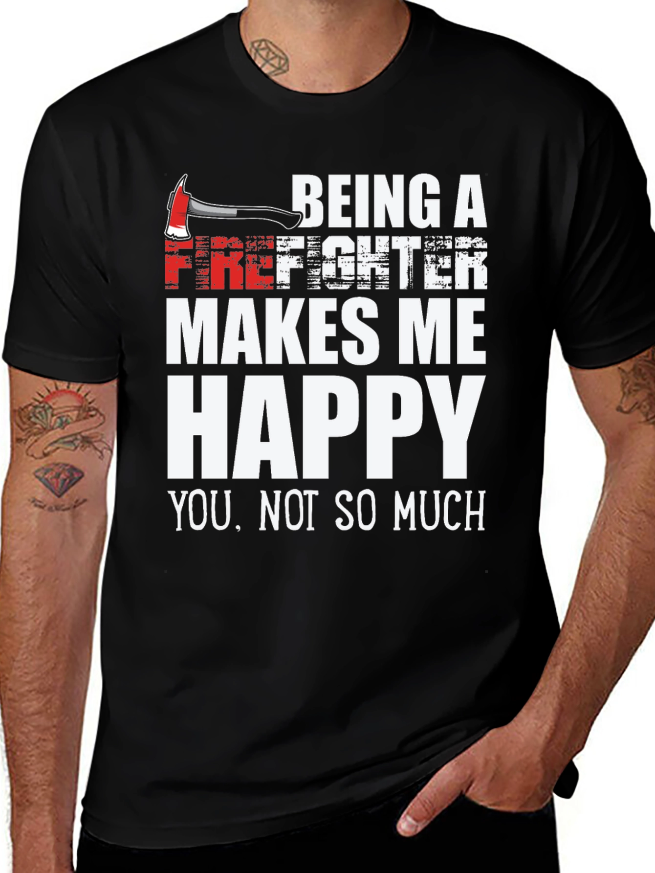 Variant 25 of Firefighter Makes Me Happy Graphic Tee