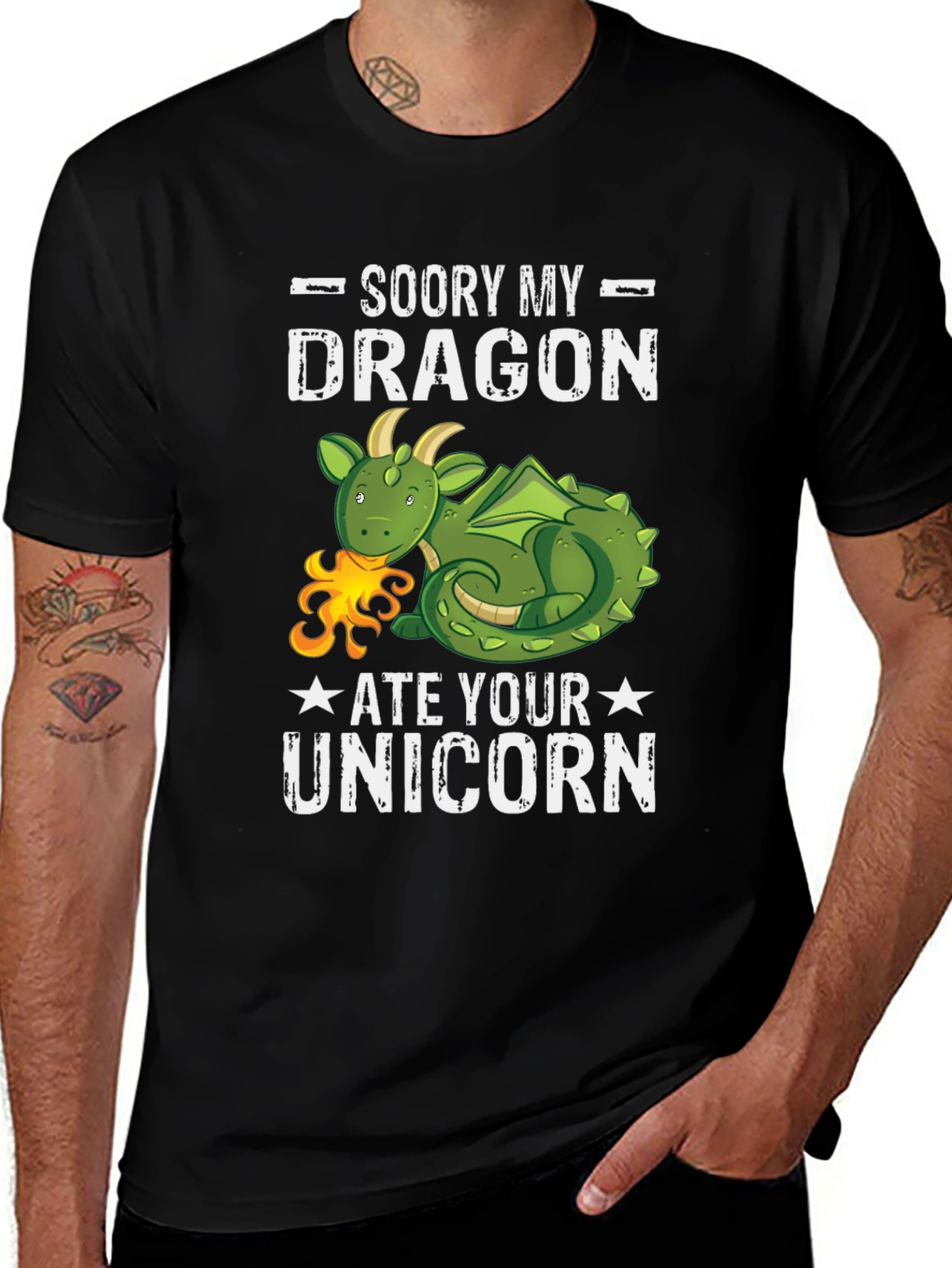 Variant 2 of Dragon Ate Your Unicorn Funny Graphic Tee