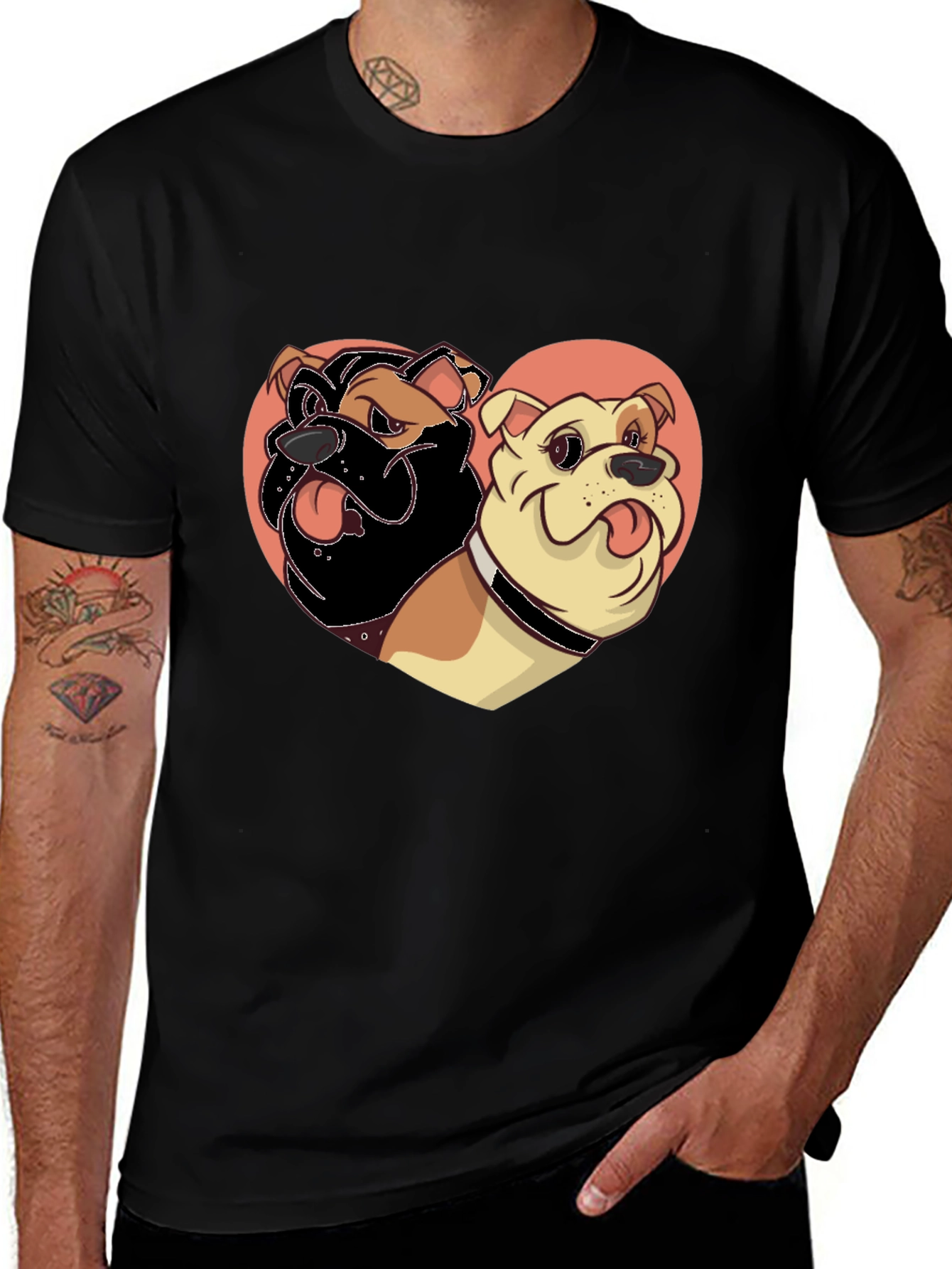 Dog Heart Graphic T-Shirt - Black