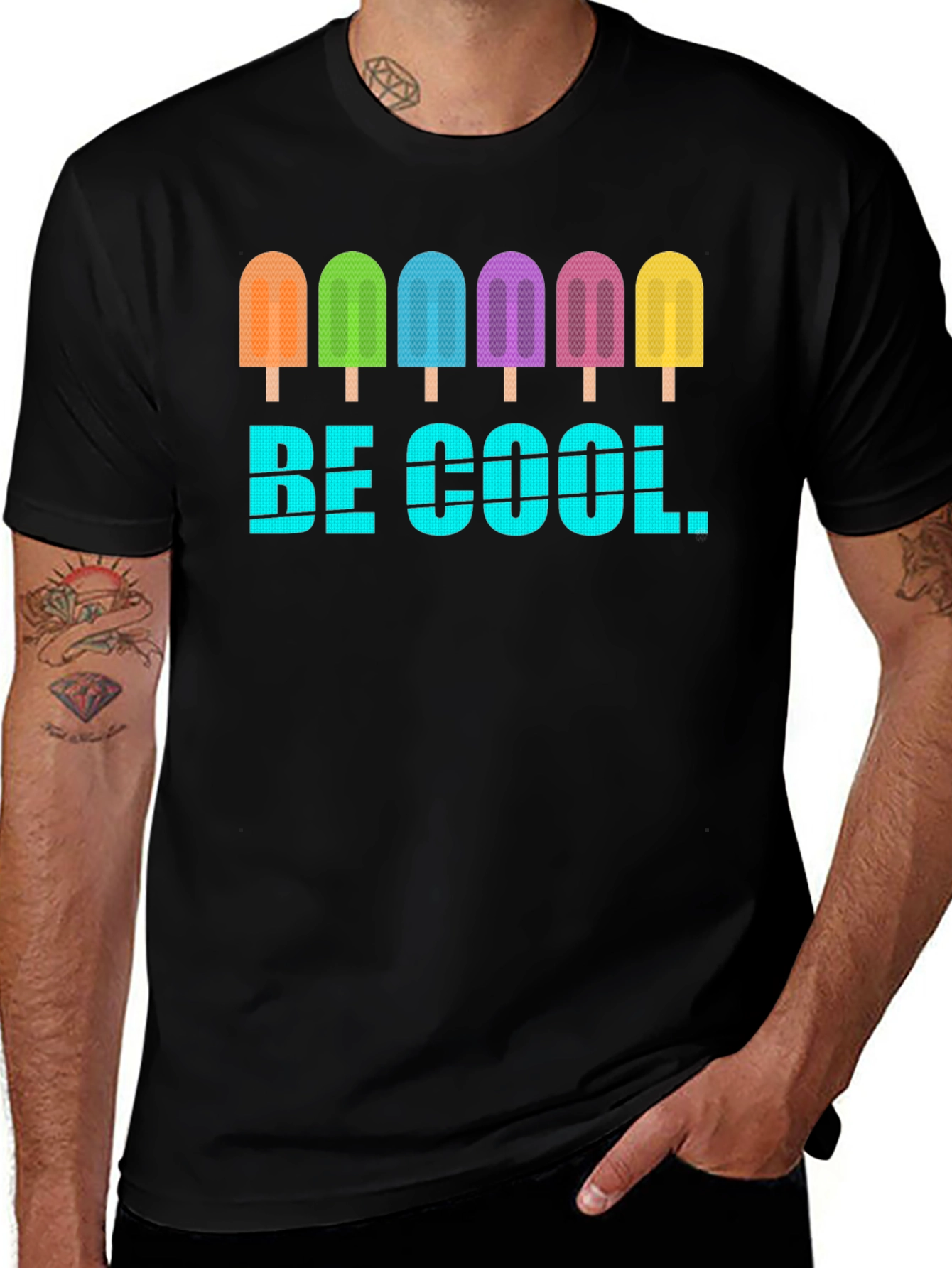 Variant 2 of Be Cool Popsicle Graphic Black T-Shirt