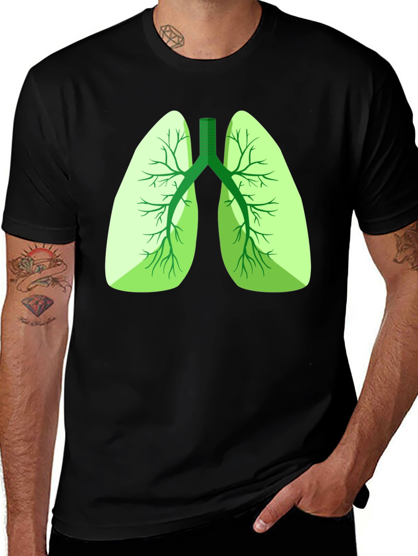 Variant 6 of Lungs Graphic Print Black T-Shirt