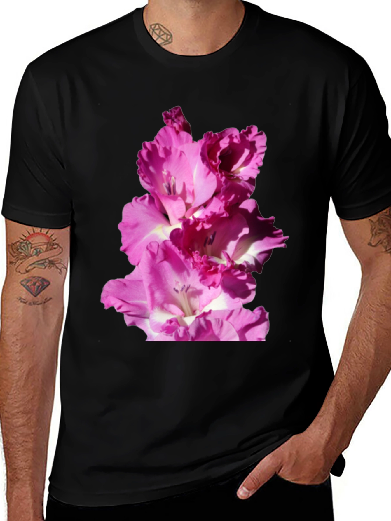 Variant 27 of Floral Graphic T-Shirt - Pink Gladiolus Design