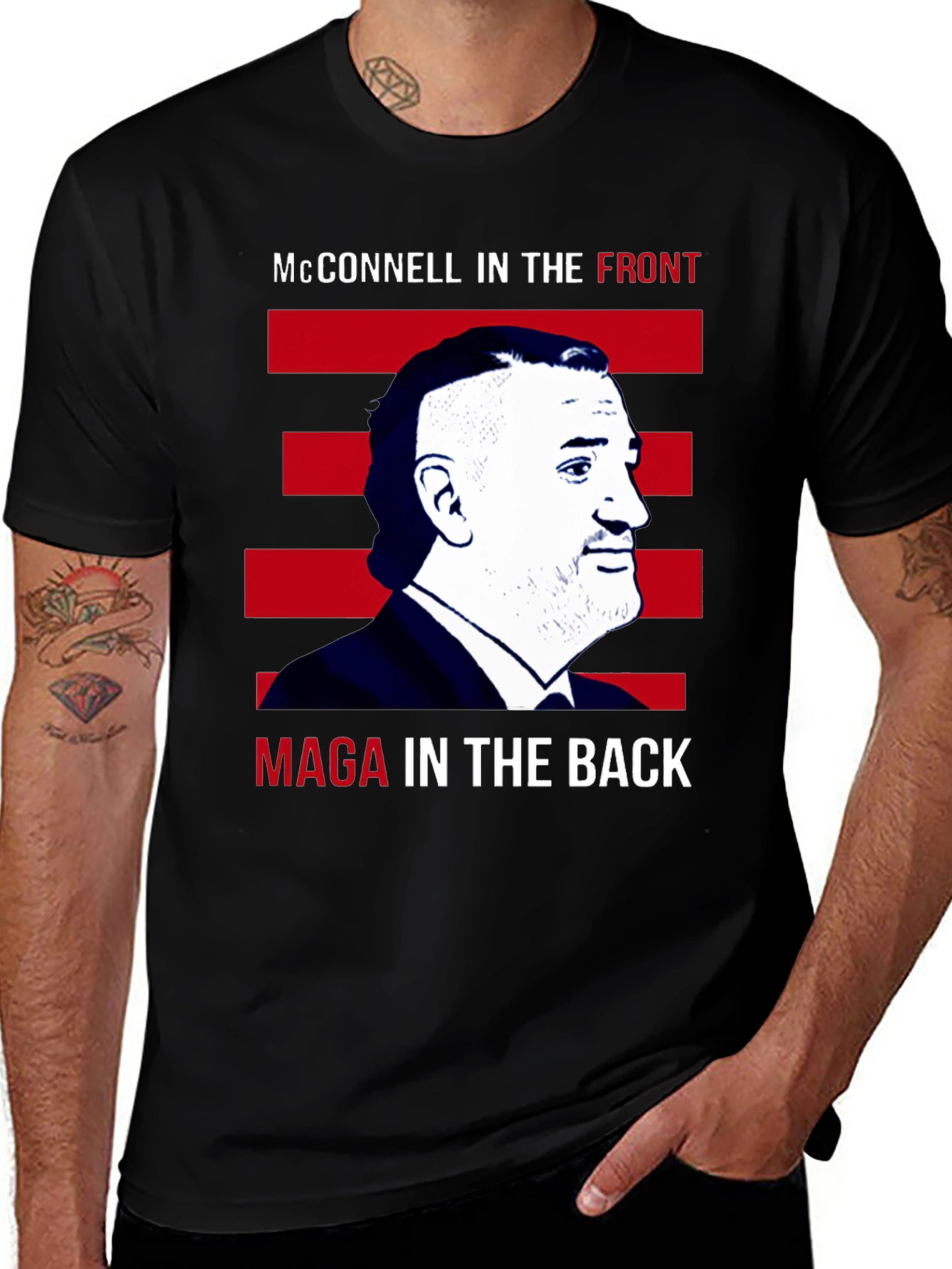 Mitch McConnell in the Front MAGA in the Back Graphic Tee