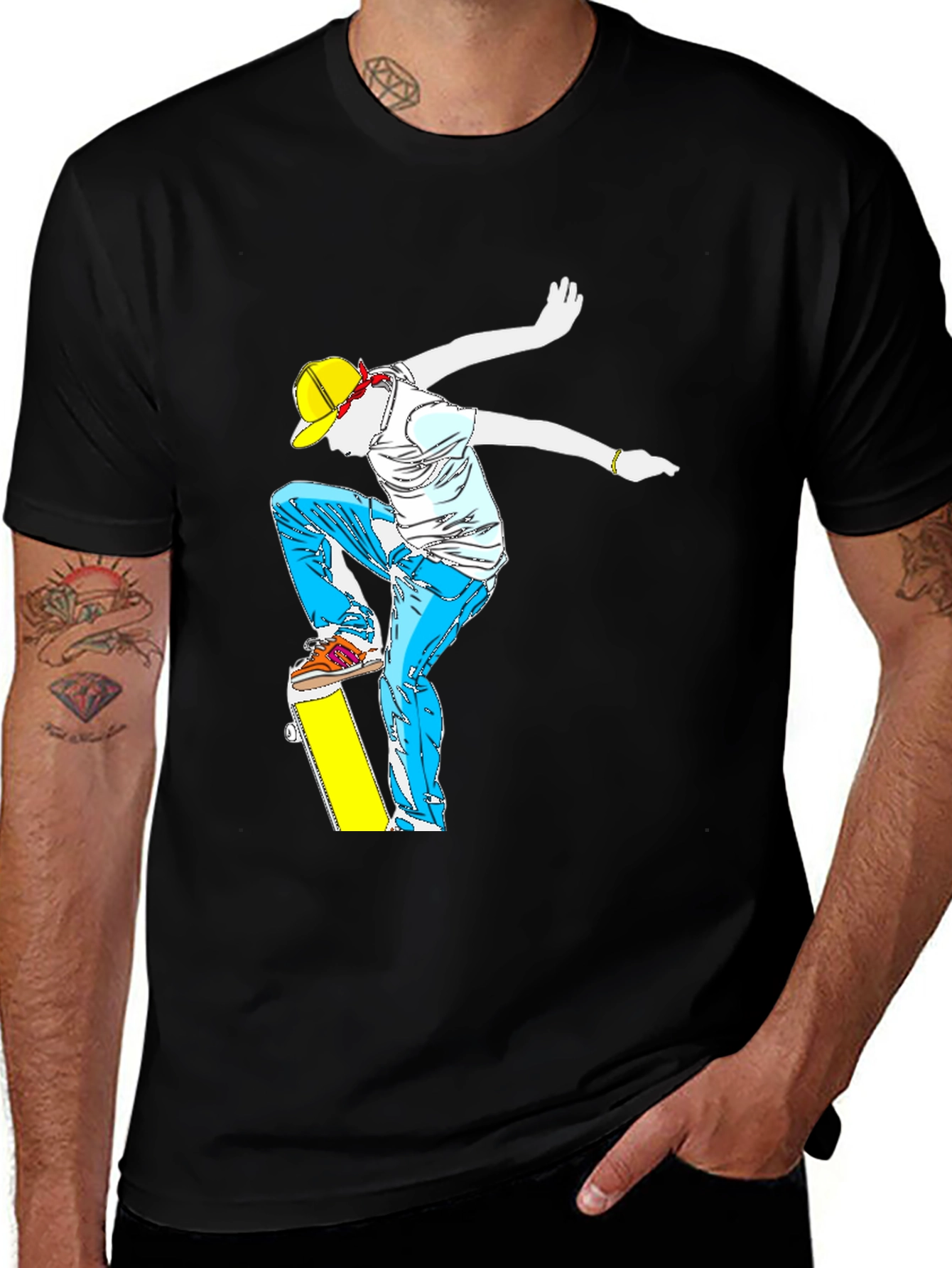 Variant 23 of Skater Graphic Tee - Cool Black Cotton T-Shirt