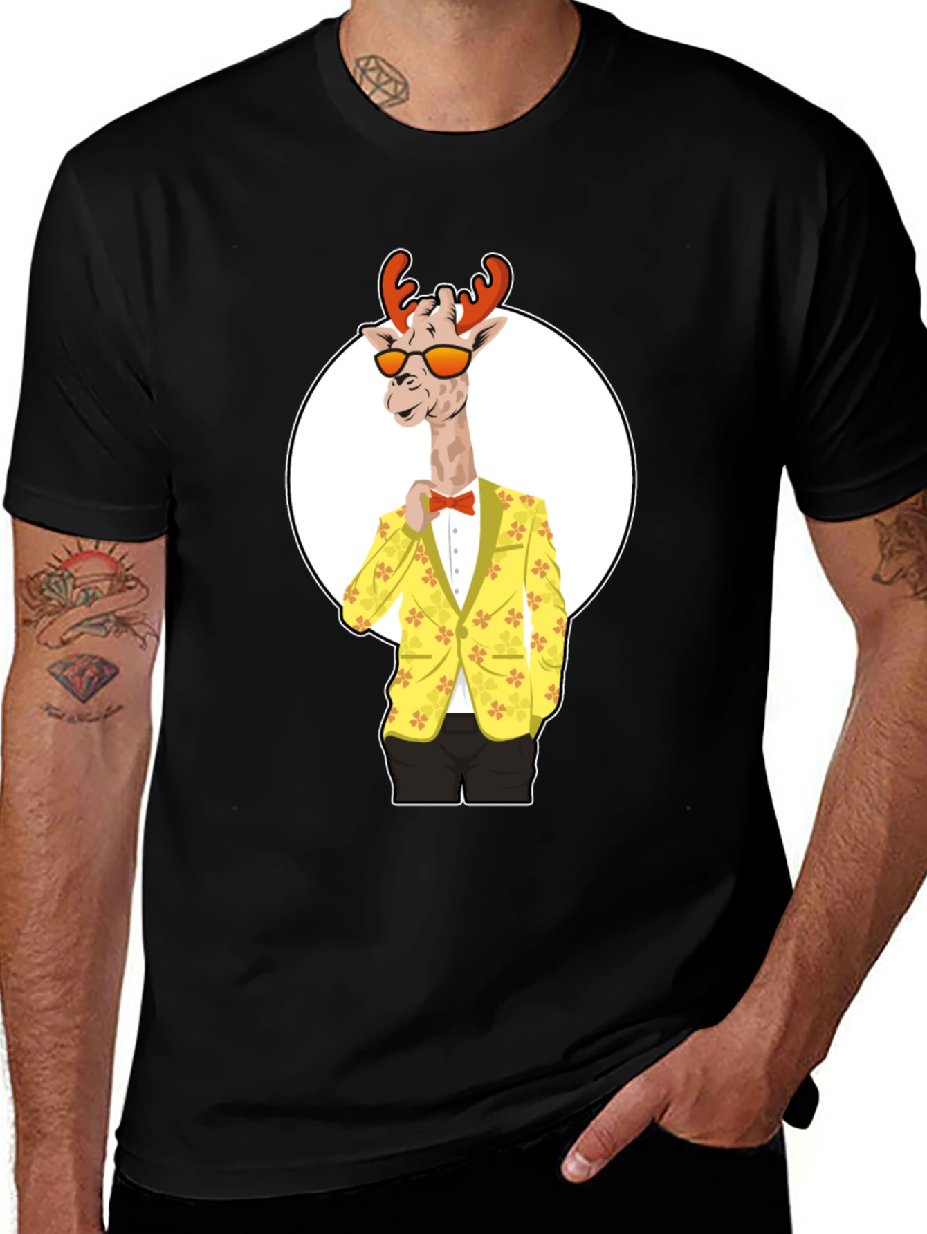 Variant 28 of Giraffe Reindeer T-Shirt, Animal Tee, Novelty Top