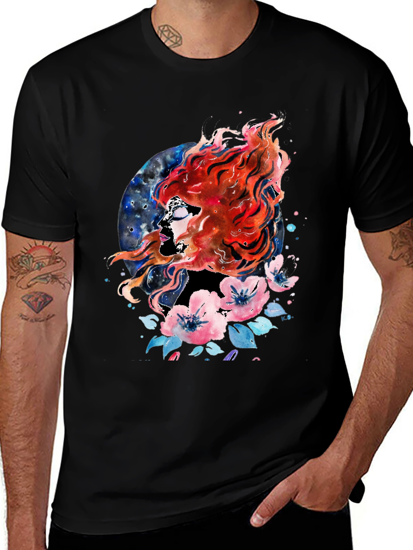 Variant 16 of Watercolor Woman Flowers Graphic T-Shirt