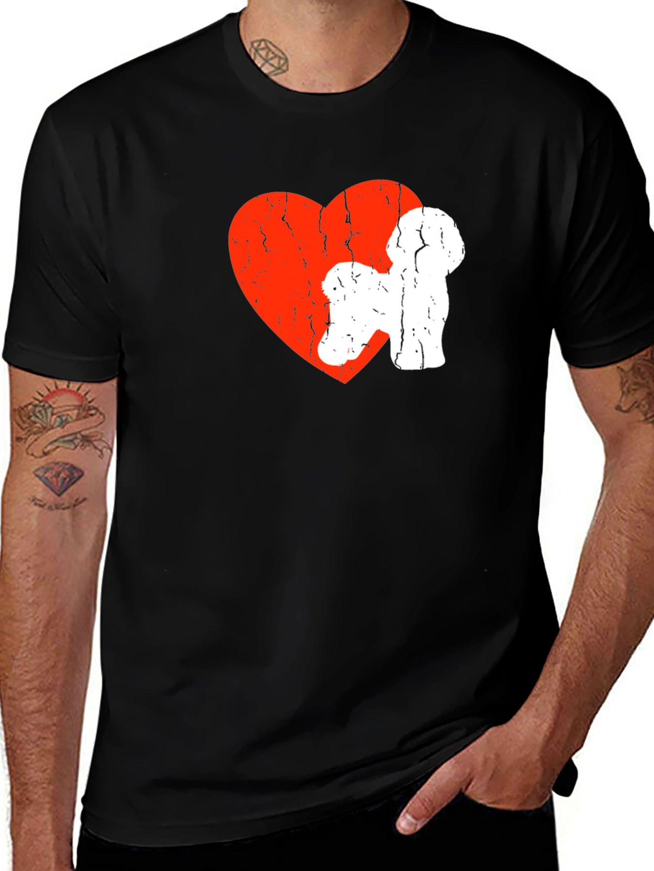 Variant 6 of Dog Lover T-Shirt - Heart & Canine Silhouette