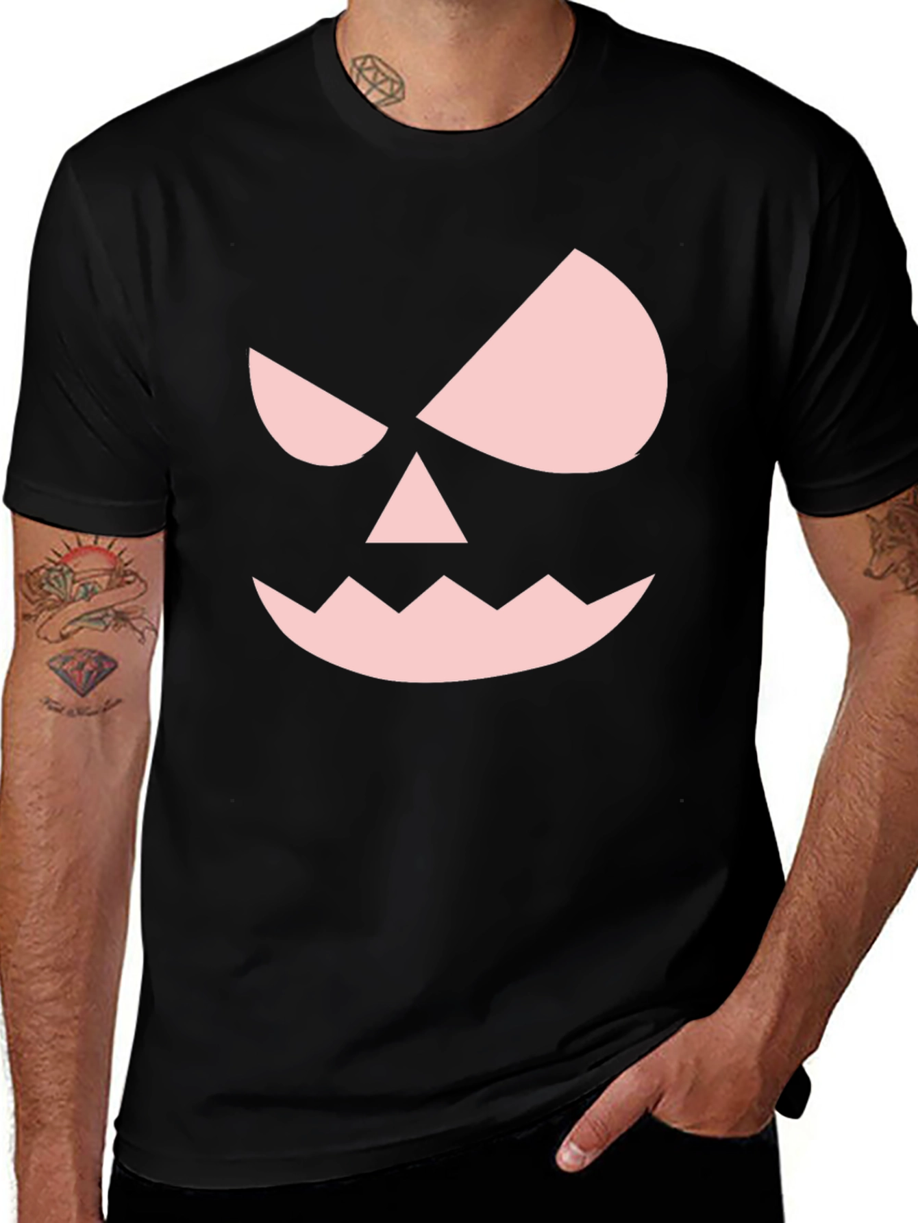 Halloween Pumpkin Face Black T-Shirt