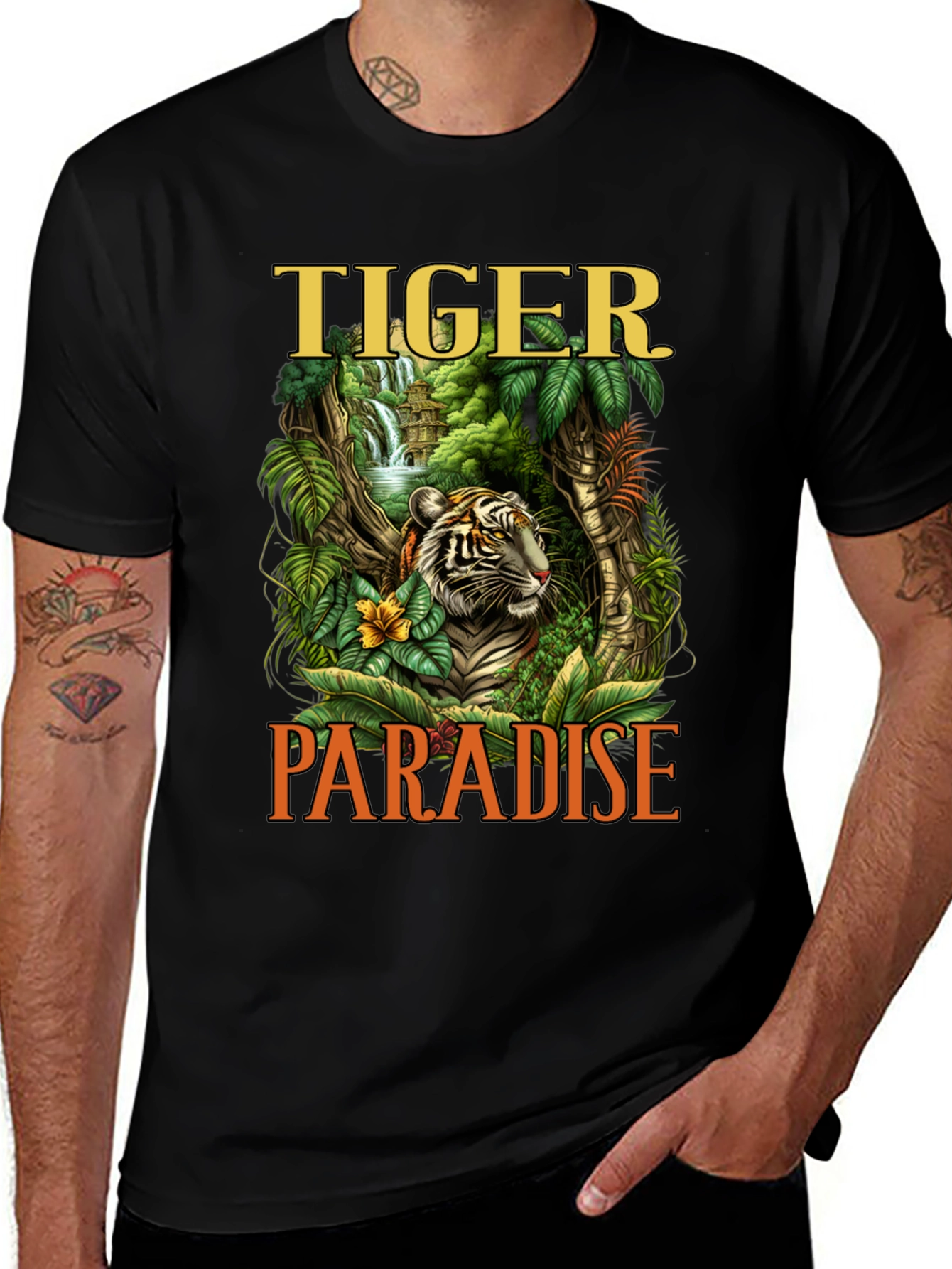 Variant 4 of Tiger Paradise Graphic Print Men's T-Shirt