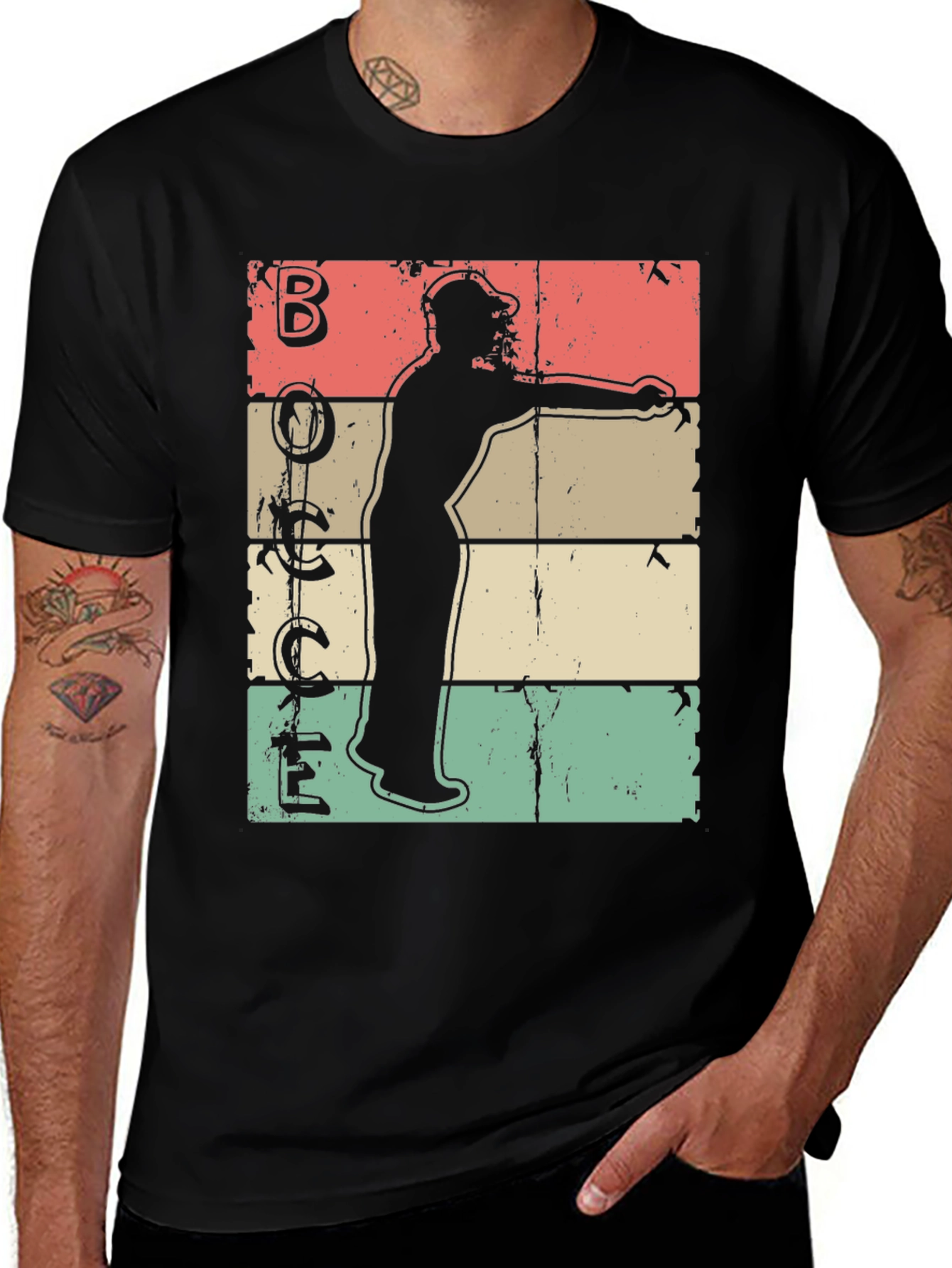 Variant 4 of Retro Bocce Player Graphic T-Shirt