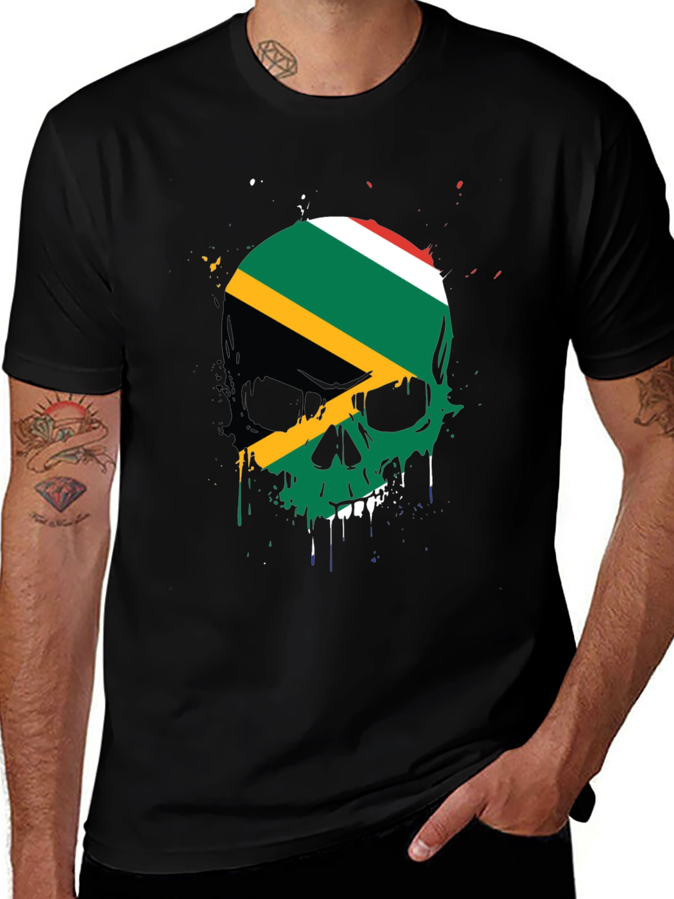South Africa Flag Skull Graphic T-Shirt
