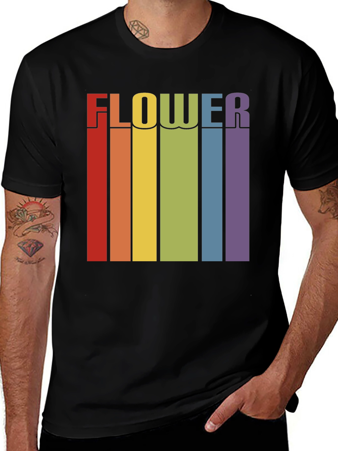 Variant 7 of Rainbow Flower Pride T-Shirt - LGBTQ+ Friendly