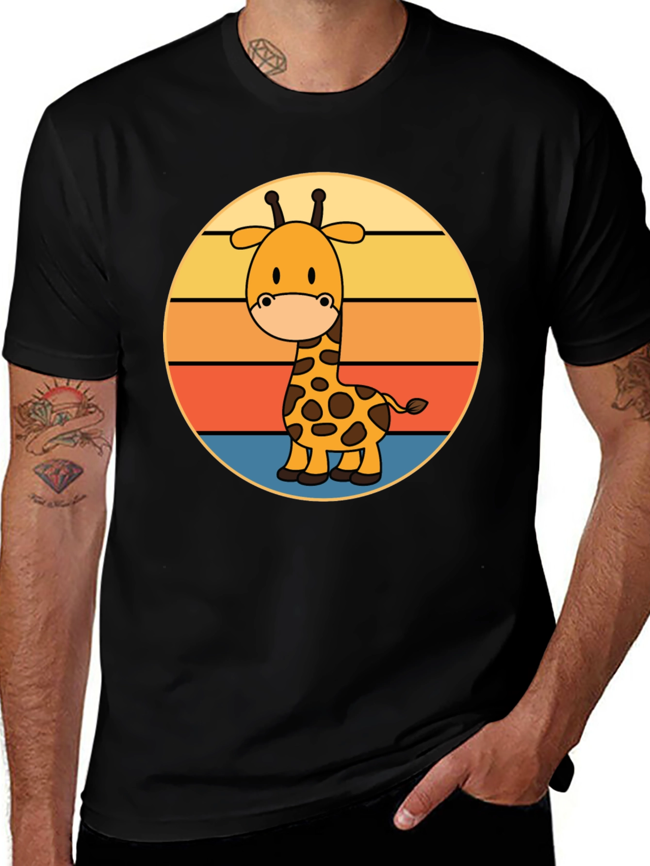 Variant 16 of Giraffe Retro Sunset T-Shirt