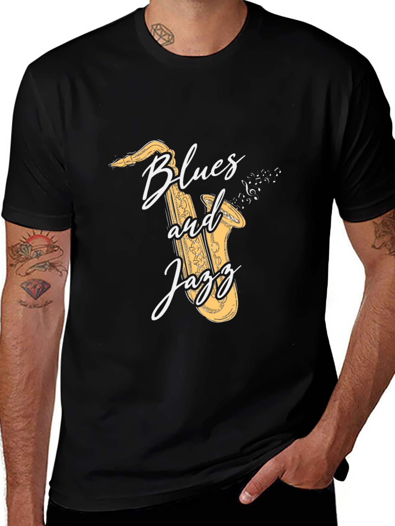 Blues and Jazz Saxophone Graphic T-Shirt