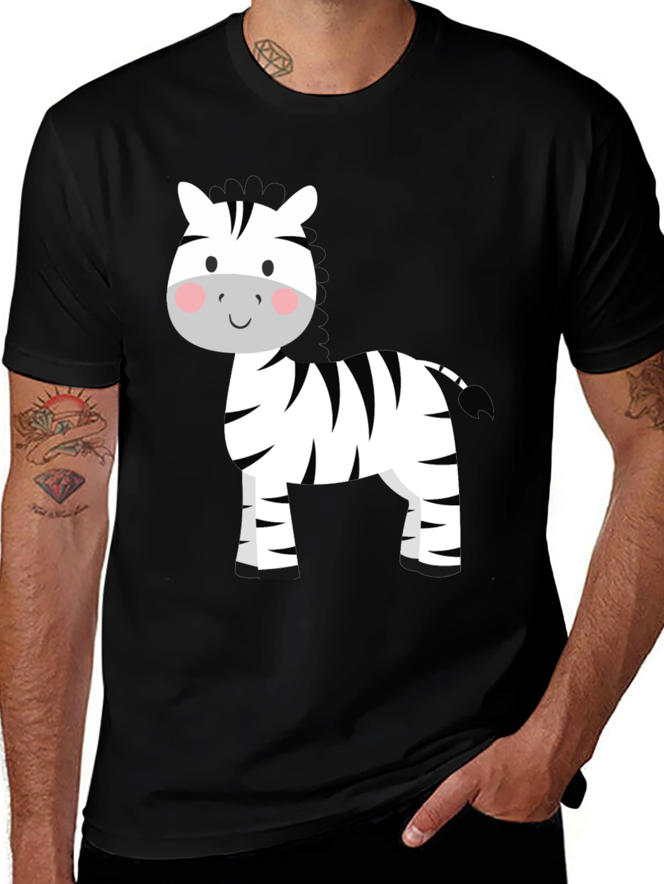 Variant 6 of Cute Zebra Graphic Tee - Black T-Shirt