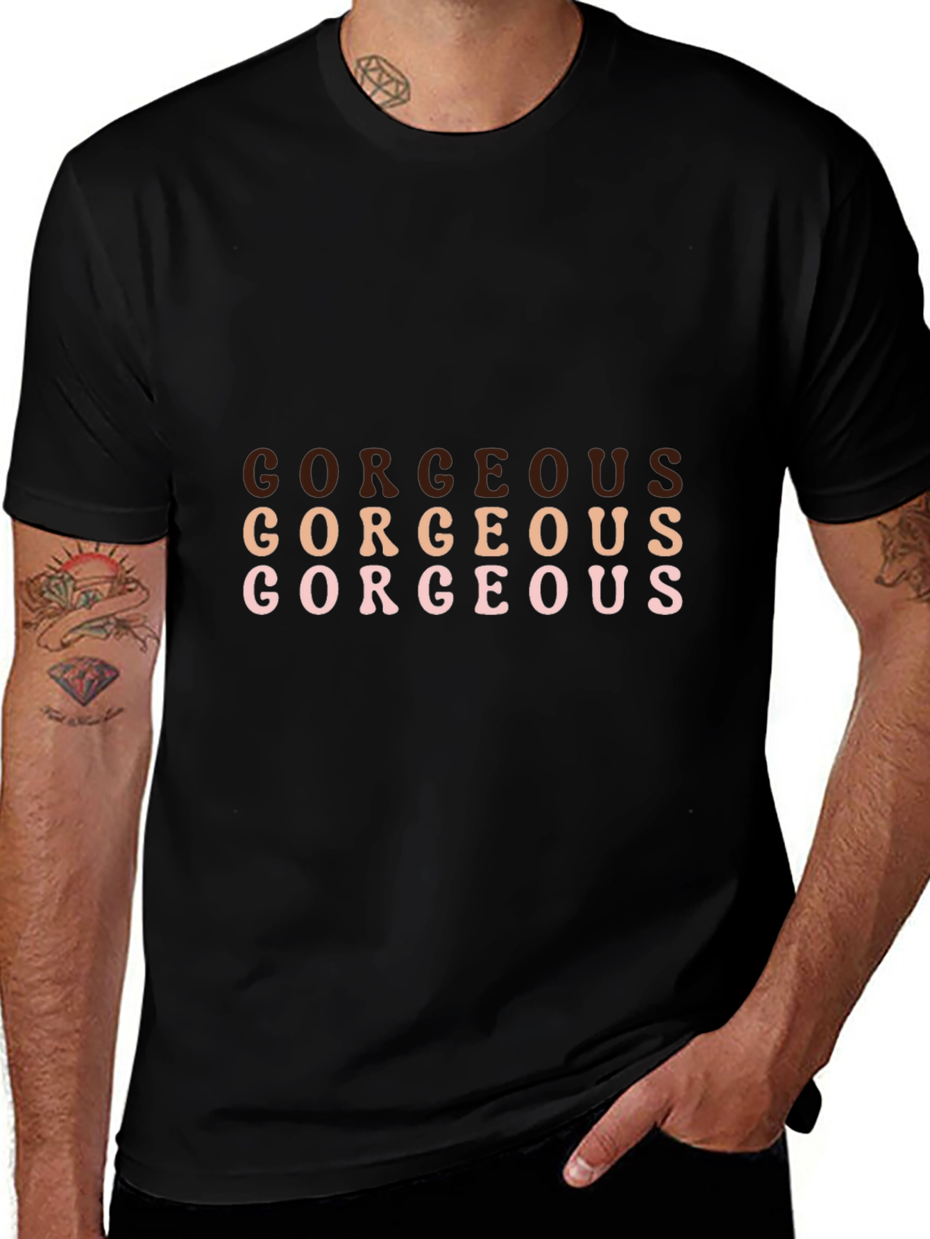 Stylish 'Gorgeous' Graphic Black T-Shirt