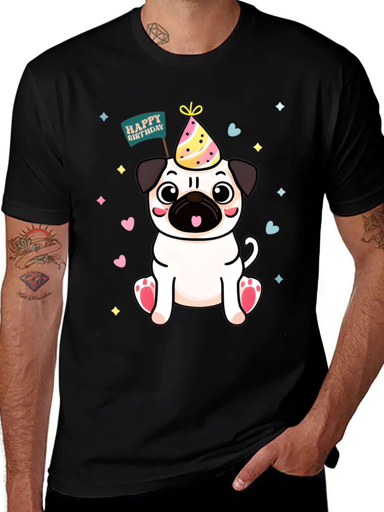 Variant 26 of Cute Pug Birthday T-Shirt