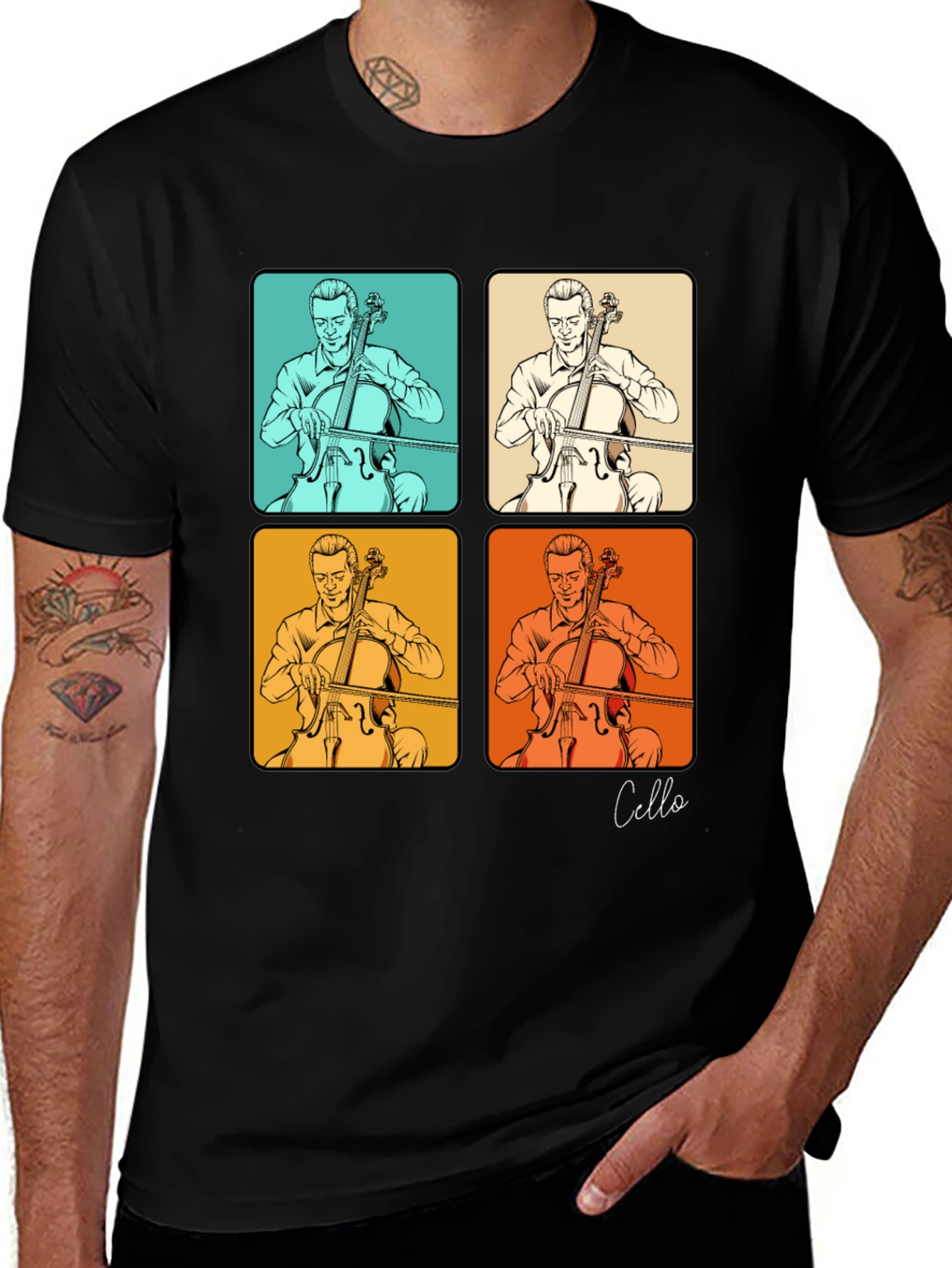 Variant 20 of Cello Player T-Shirt - Retro Pop Art Design